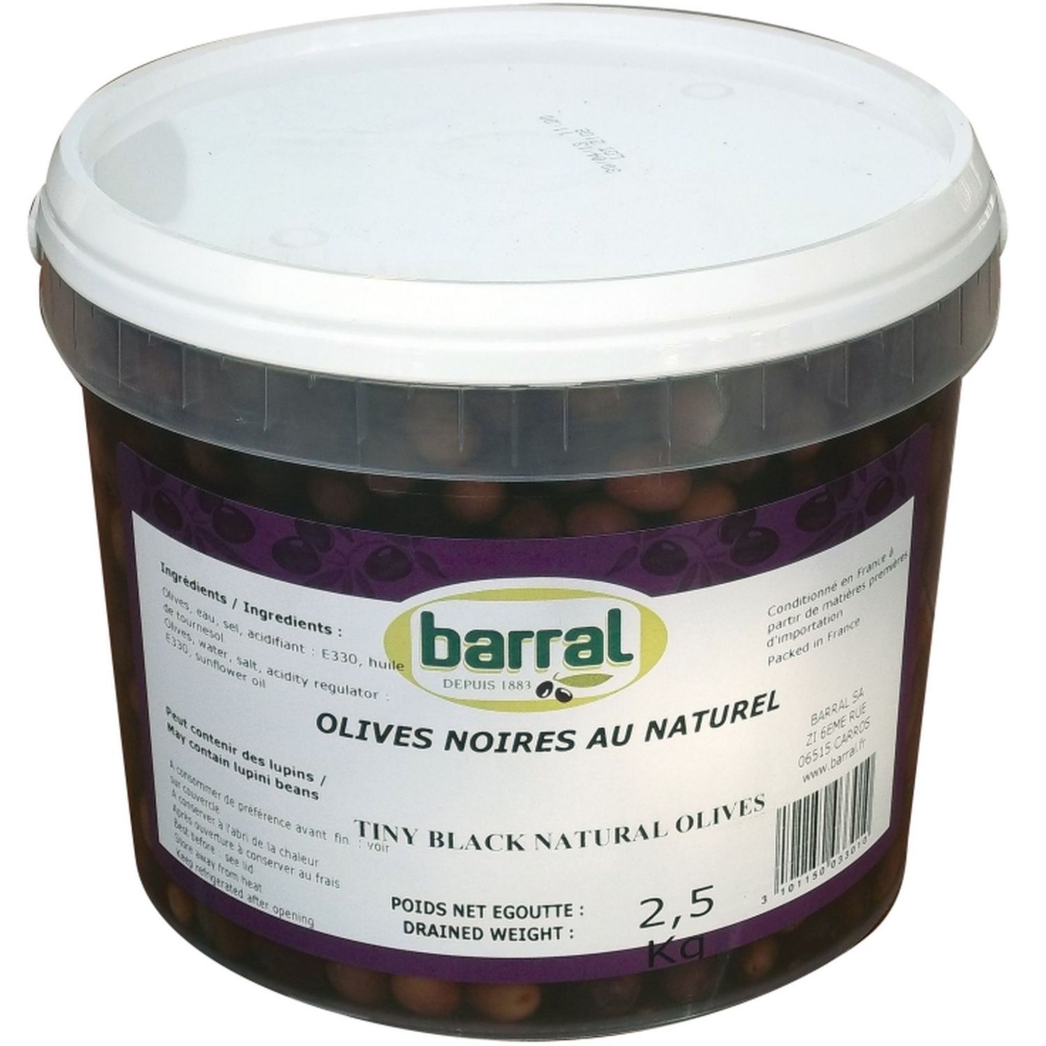 BARRAL Olives noires au naturel 2.5kg