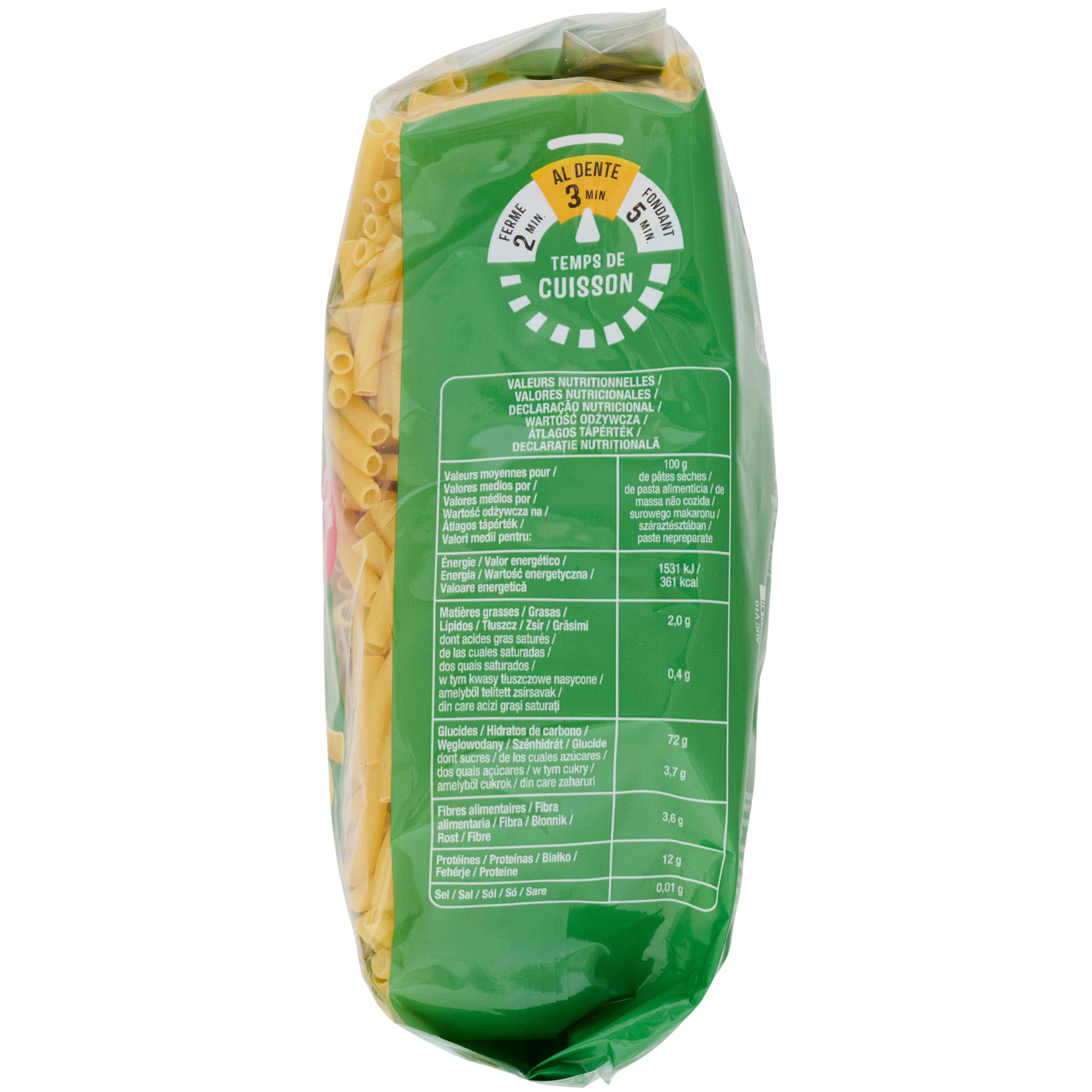 Voir la diapositive 2 : AUCHAN Macaroni cuisson rapide 3min 500g