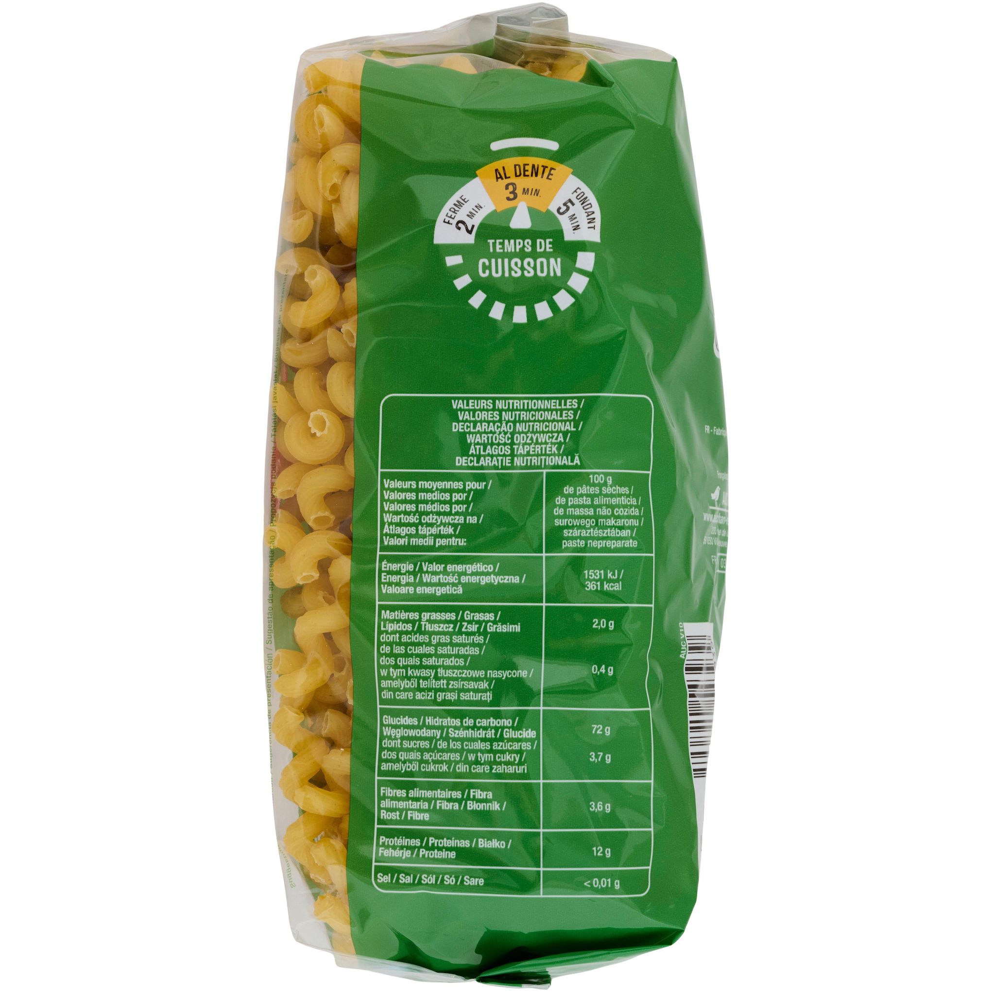 Voir la diapositive 3 : AUCHAN Serpentini cuisson rapide 3min 500g