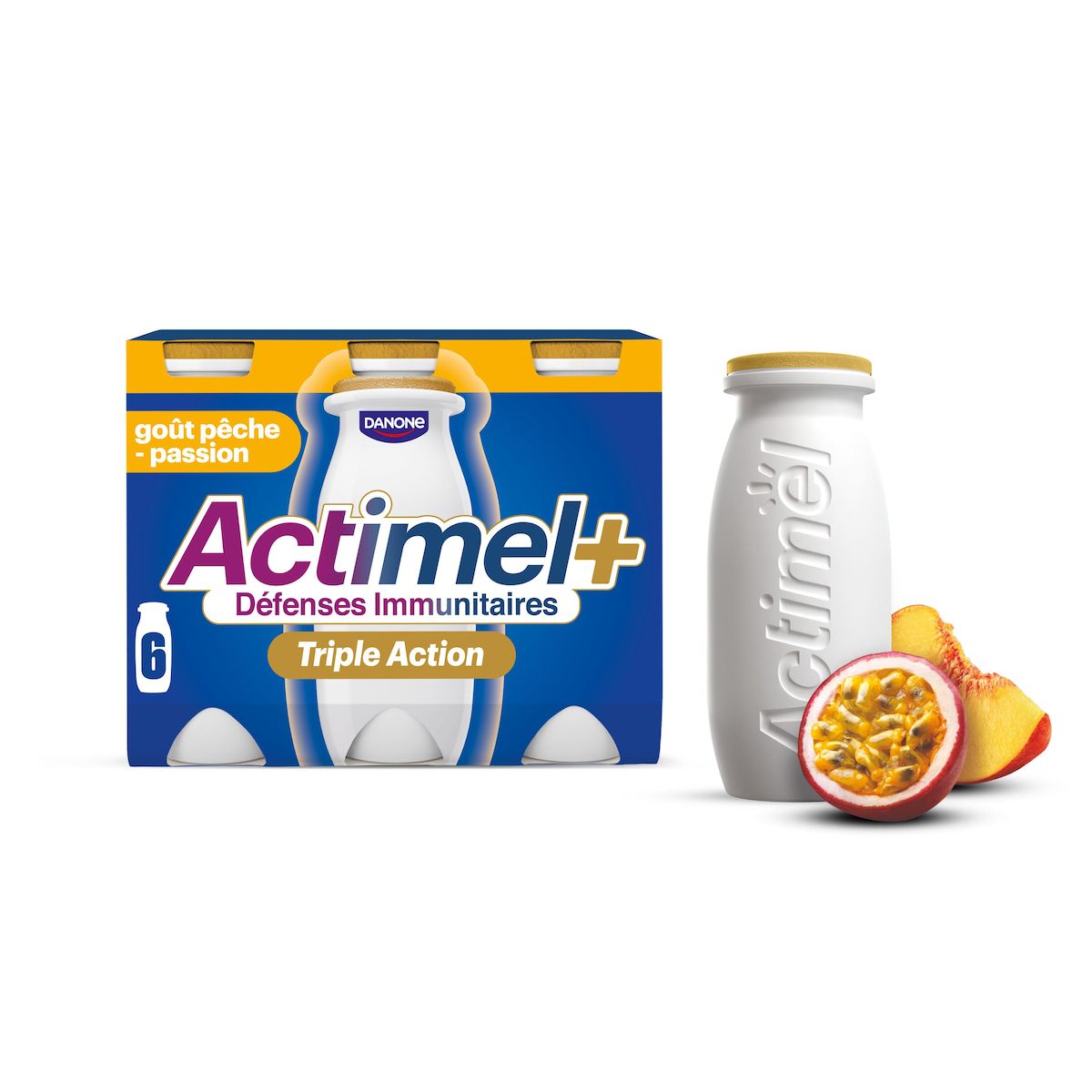 ACTIMEL Yaourt à boire aromatisé pêche passion 6x100g