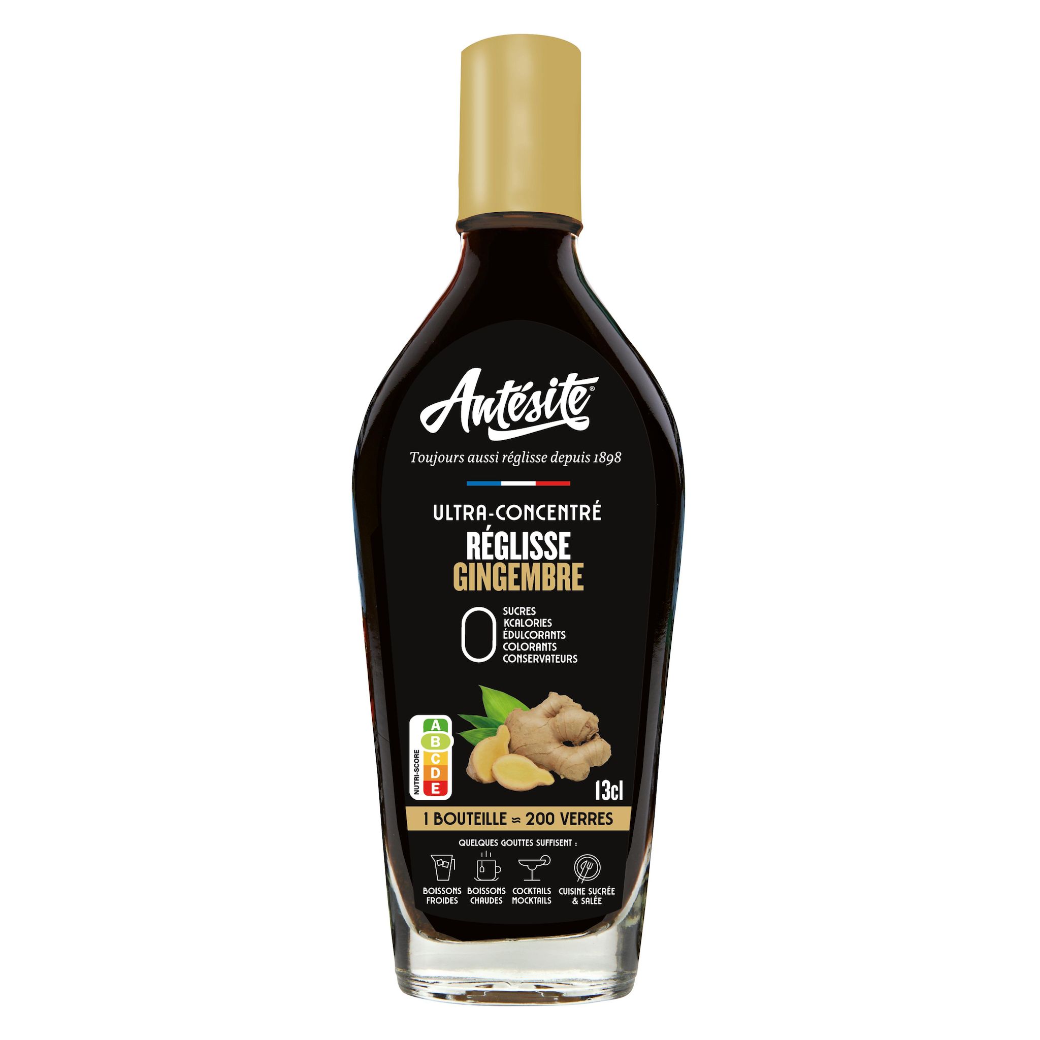 ANTESITE Sirop ultra concentré au réglisse et gingembre sans sucres 13cl