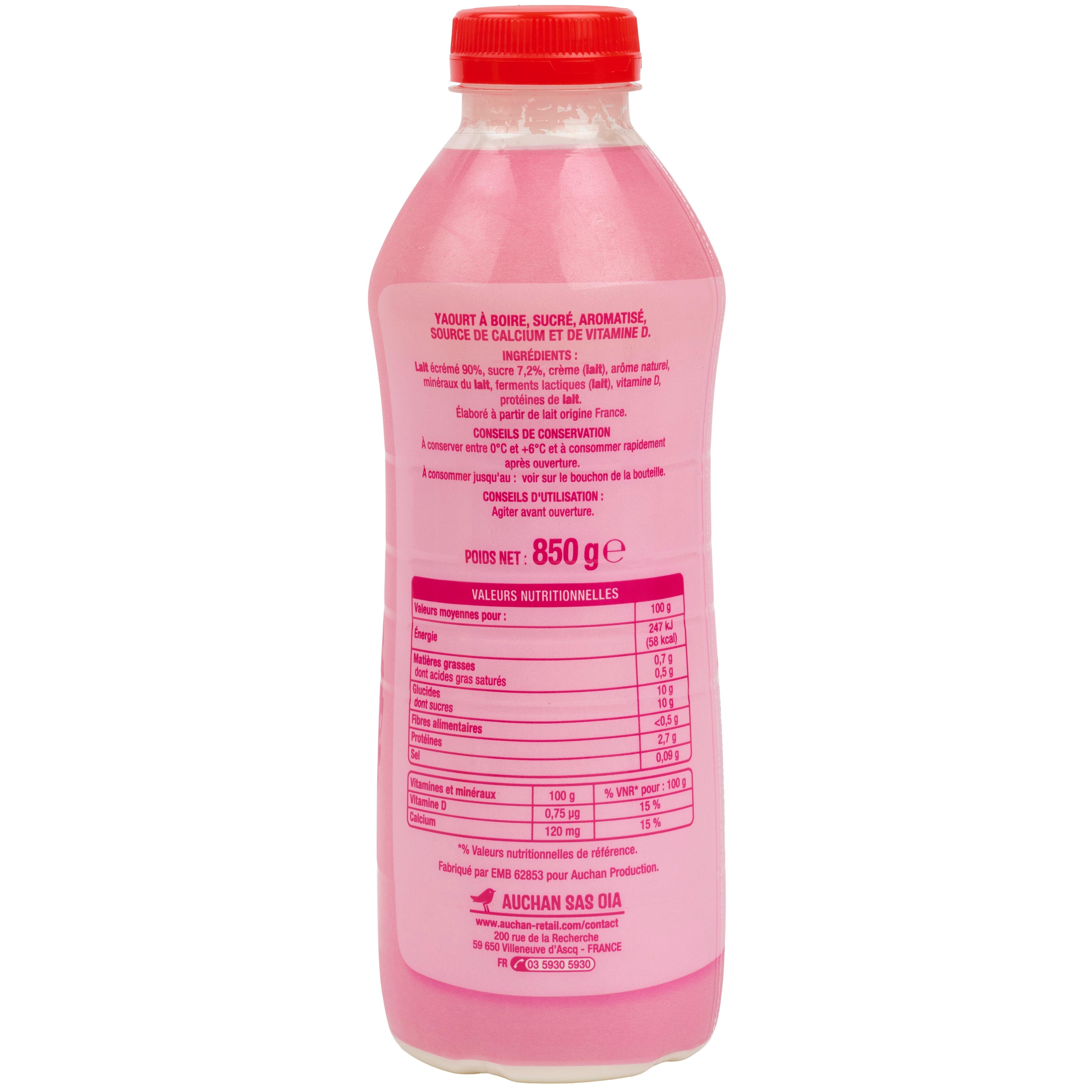 Voir la diapositive 2 : AUCHAN Yaourt à boire saveur framboise 850g