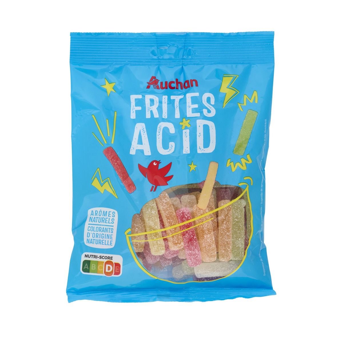 AUCHAN Bonbons gélifiés frites acidulées 200g