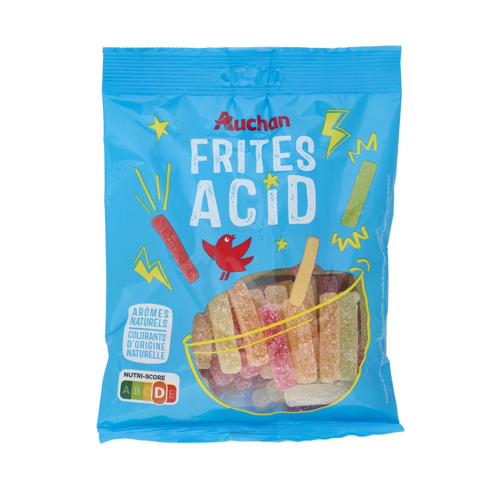 Voir la diapositive 3 : AUCHAN Bonbons gélifiés frites acidulées 200g