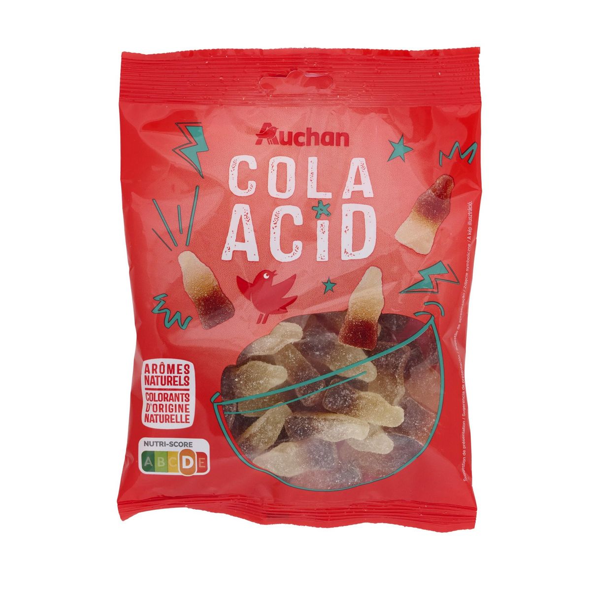 AUCHAN Bonbons bouteilles Cola Acid 200g