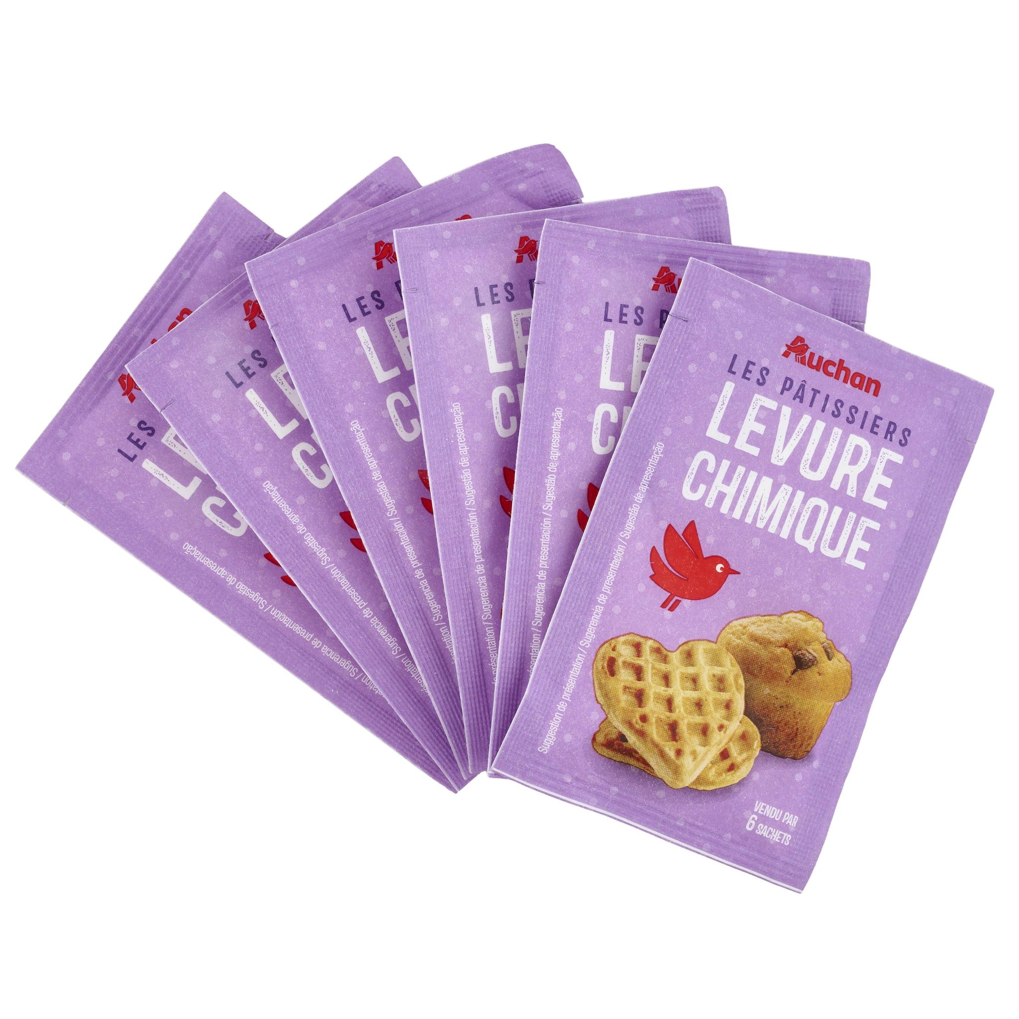 Voir la diapositive 2 : AUCHAN Levure chimique Les Pâtissiers 6 sachets 66g