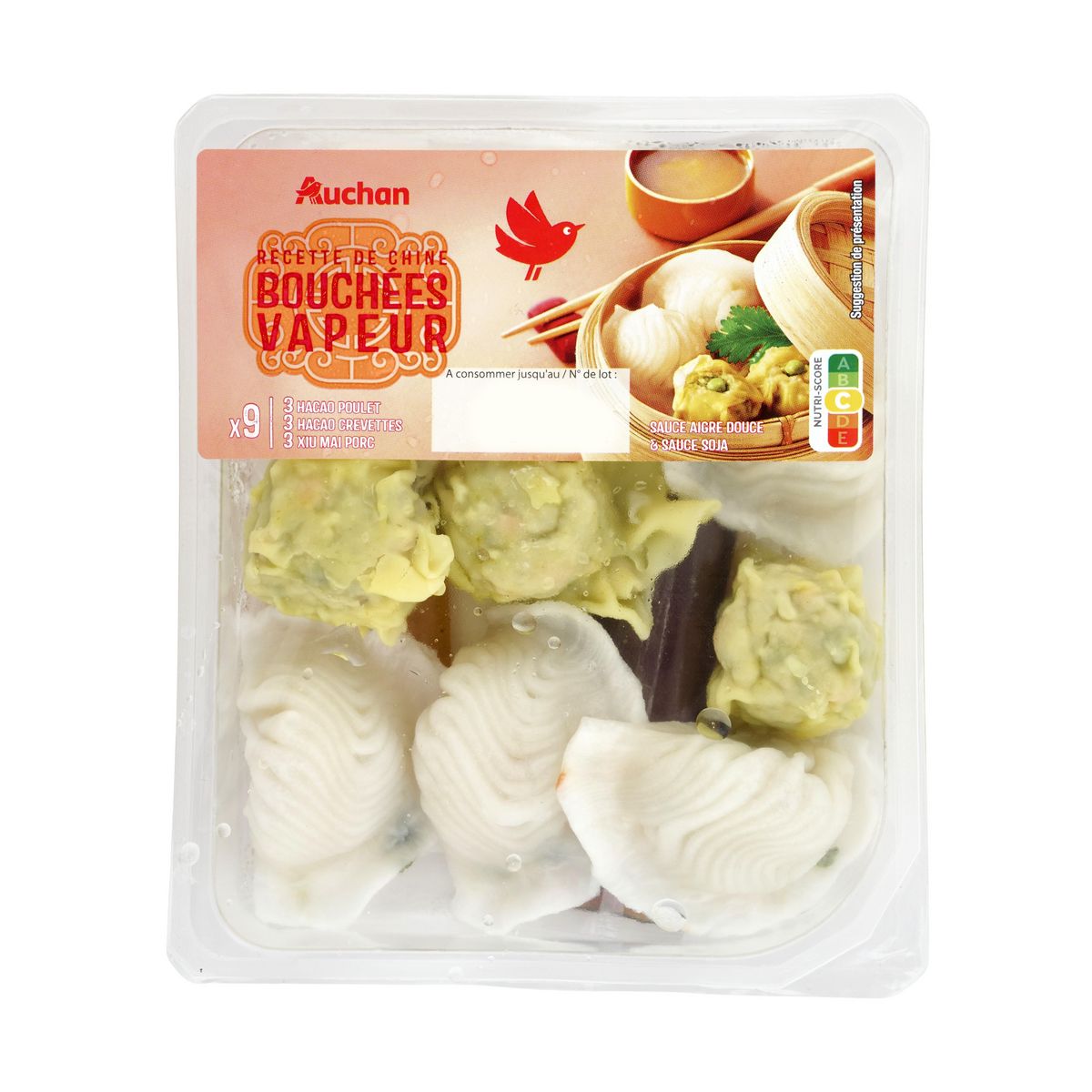 AUCHAN Assortiment de 9 bouchées vapeur 9 pièces 220g