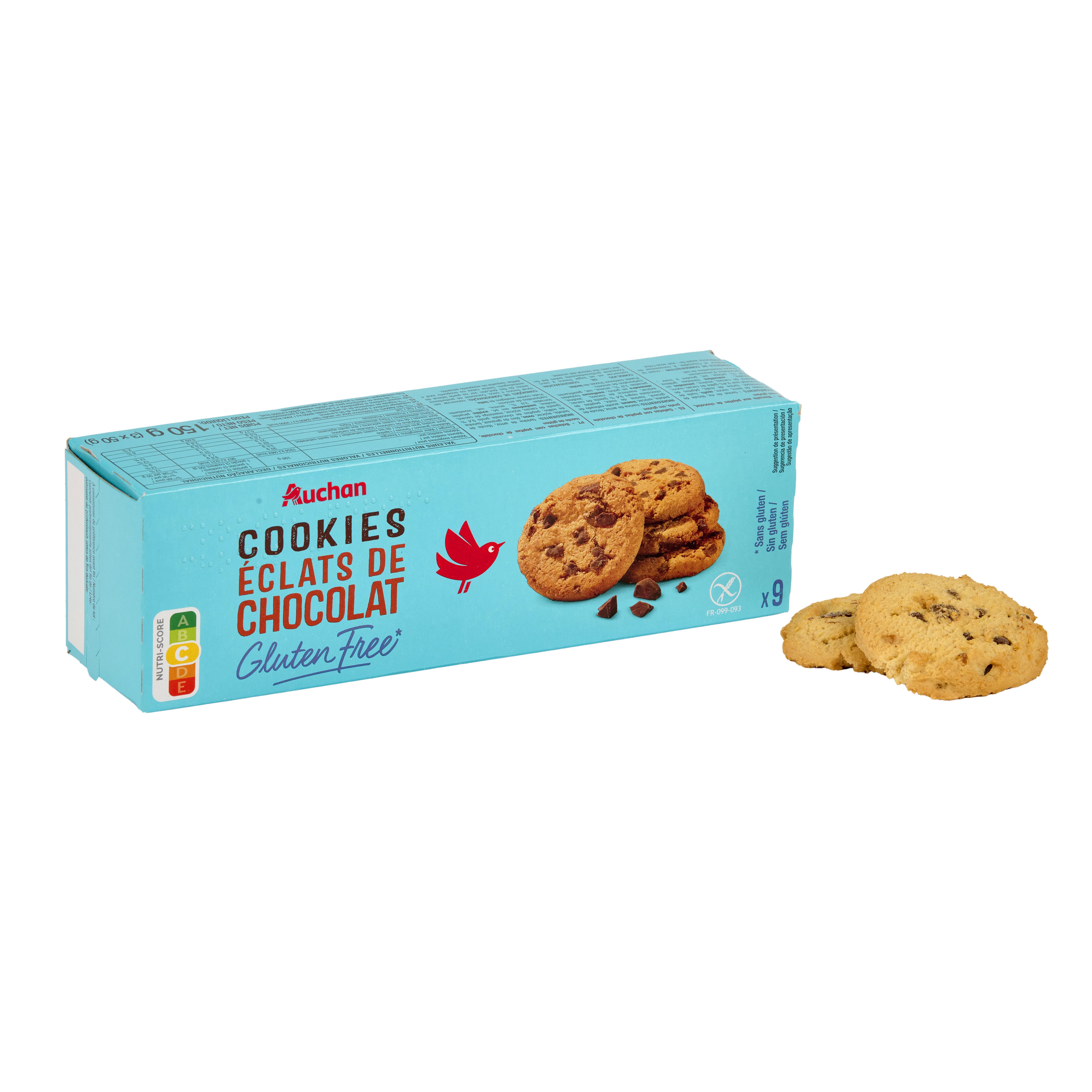 Voir la diapositive 4 : AUCHAN Cookies aux éclats de chocolat sans gluiten 9 cookies 150g