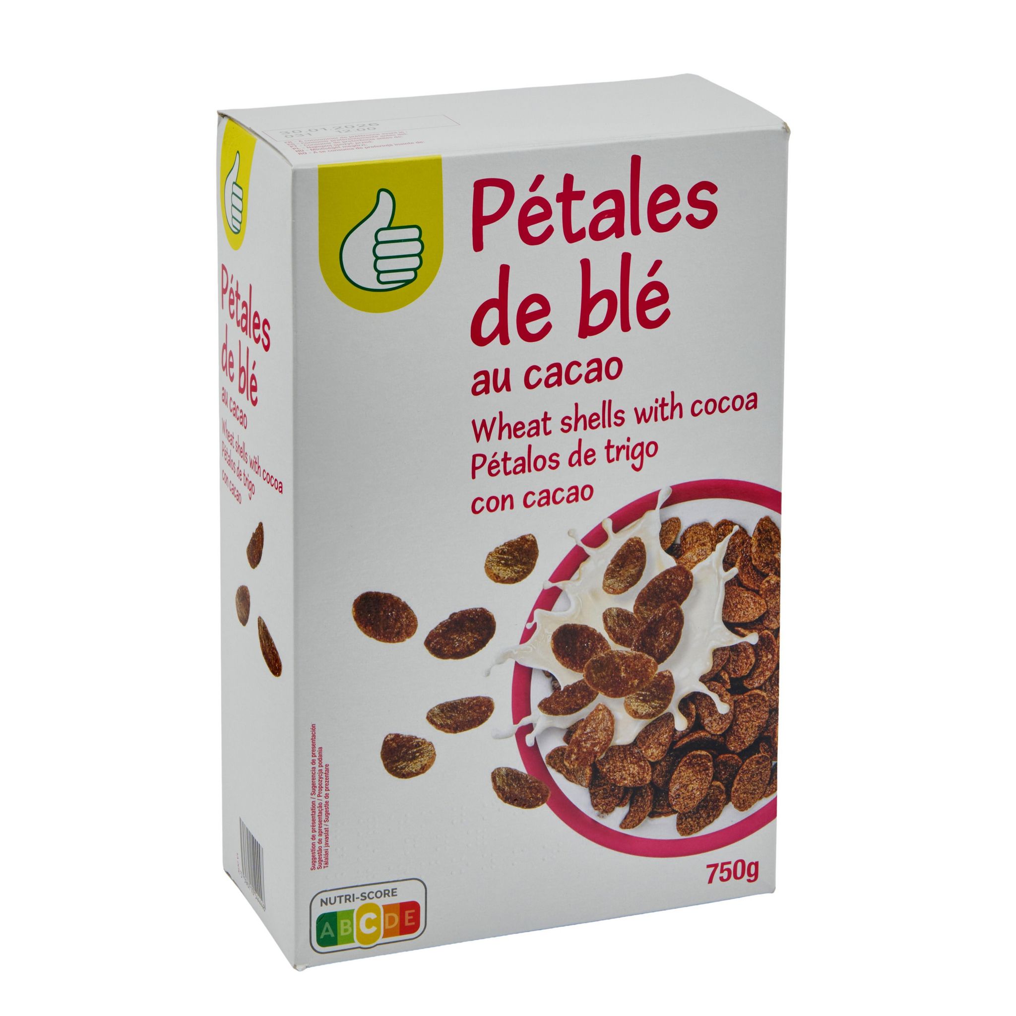 Voir la diapositive 2 : POUCE Pétales de blé au cacao 750g