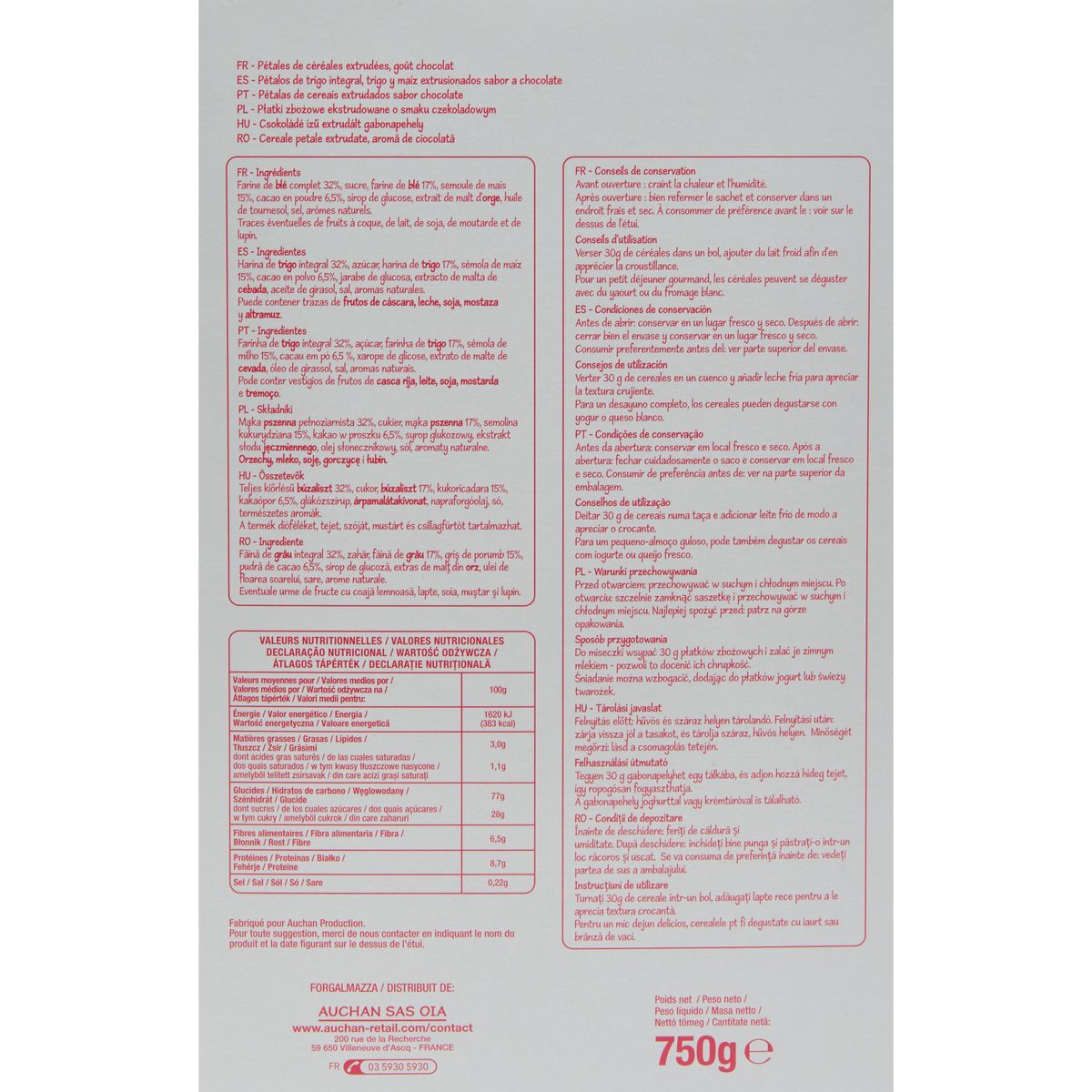 POUCE Pétales de blé au cacao 750g