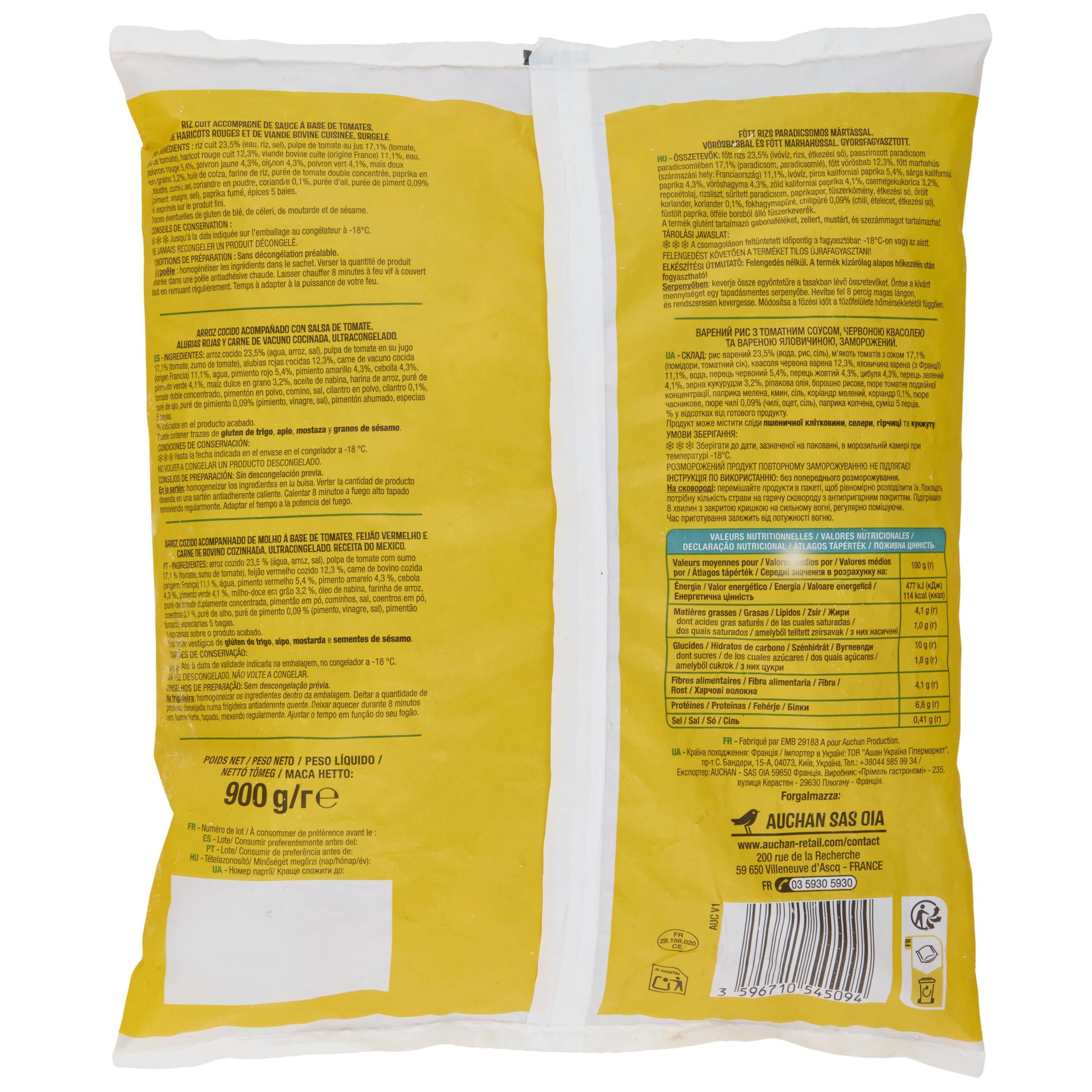 Voir la diapositive 2 : AUCHAN Chili con carne 900g