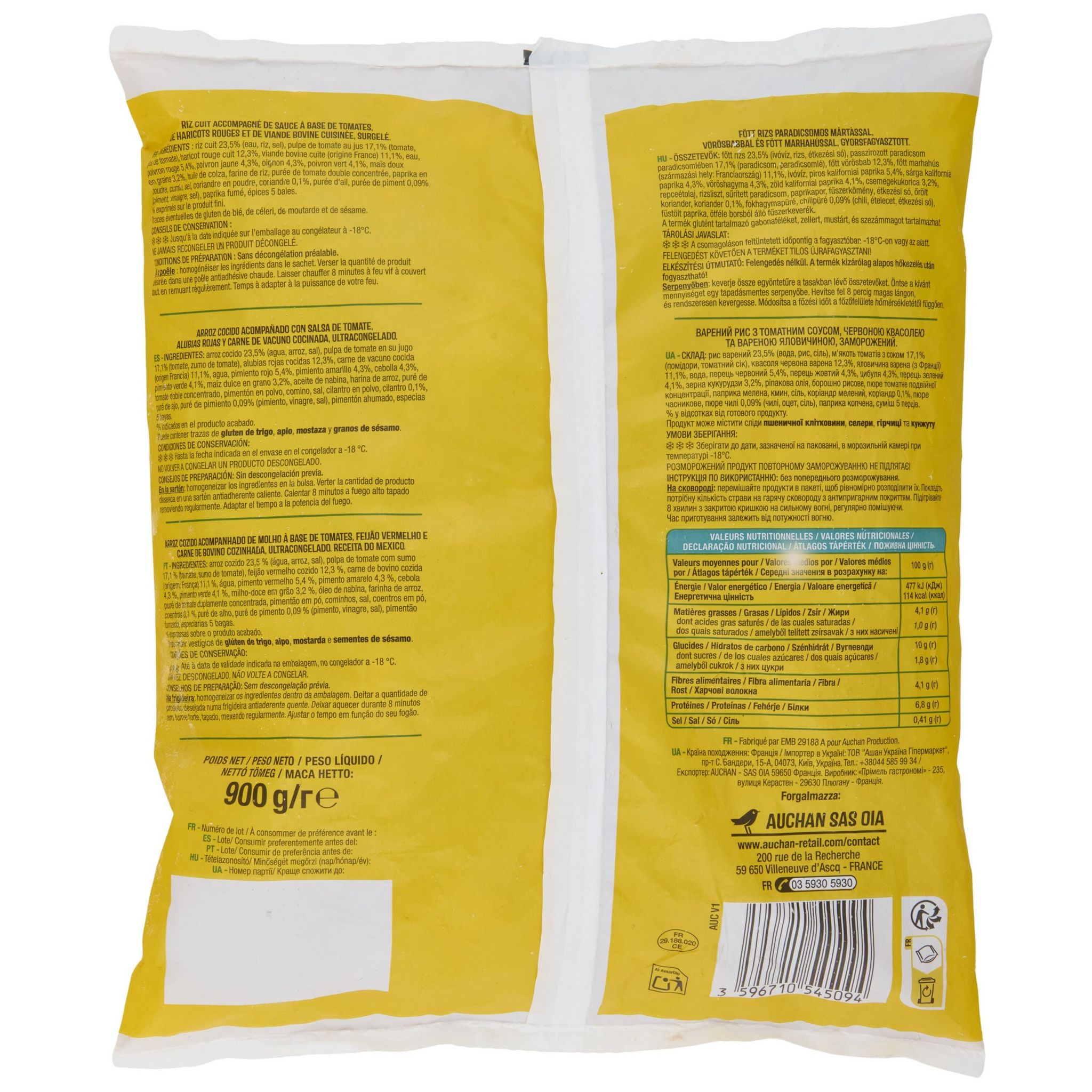 Voir la diapositive 3 : AUCHAN Chili con carne 900g