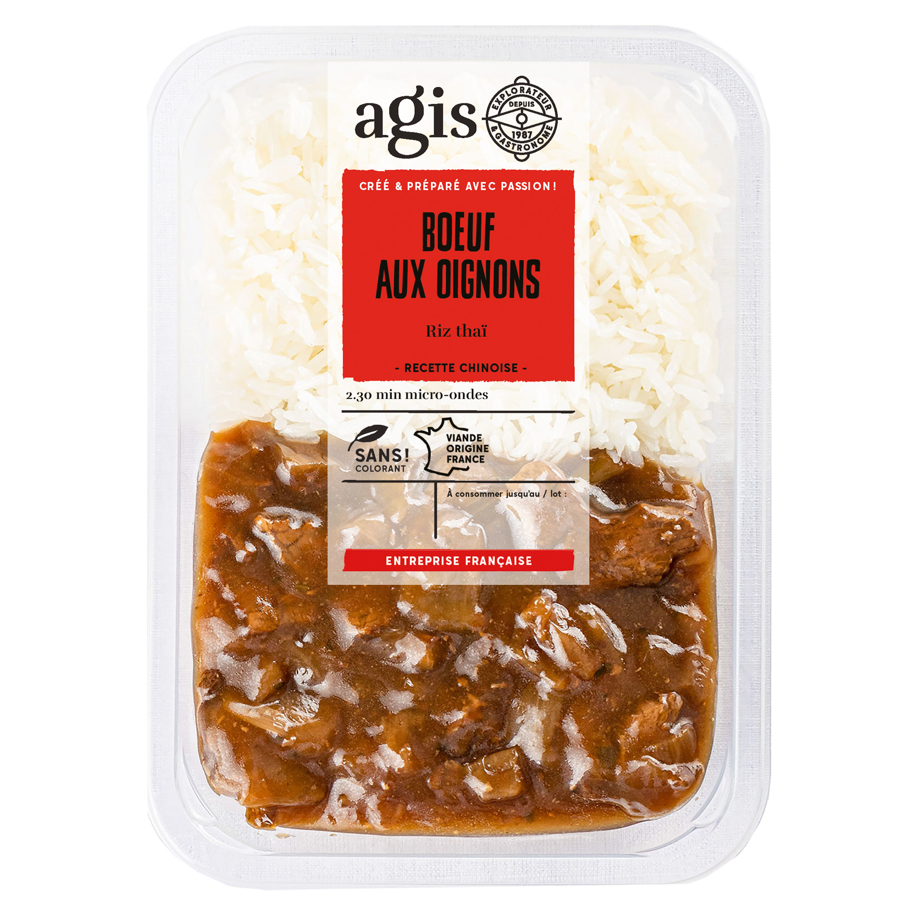 AGIS Boeuf aux oignons et riz thaï 330g