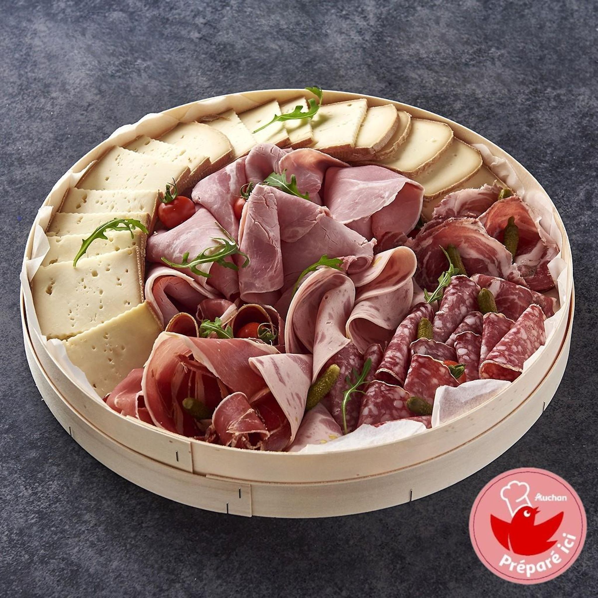 AUCHAN LE TRAITEUR Box raclette fromage charcuterie 6 parts 1860g