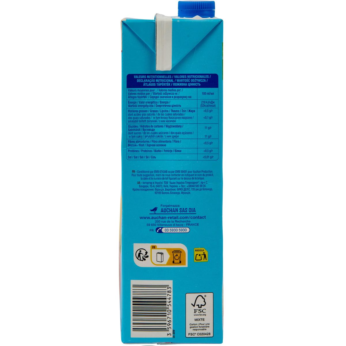 AUCHAN Nectar de pommes brique 2l