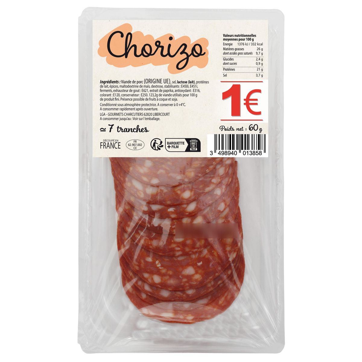 Chorizo Env 7 tranches 60g