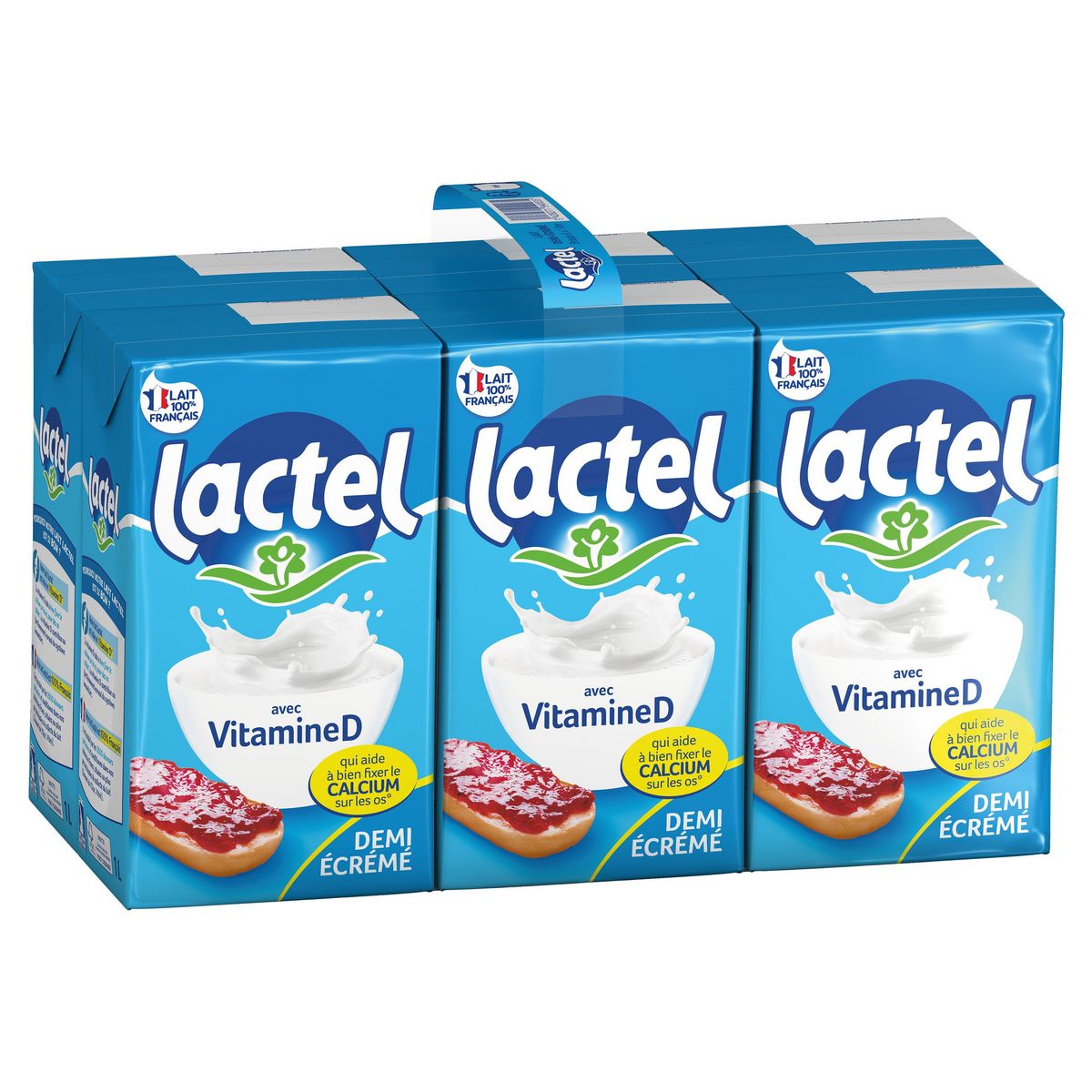 LACTEL Lait demi-écrémé vitamine D UHT 6x1l