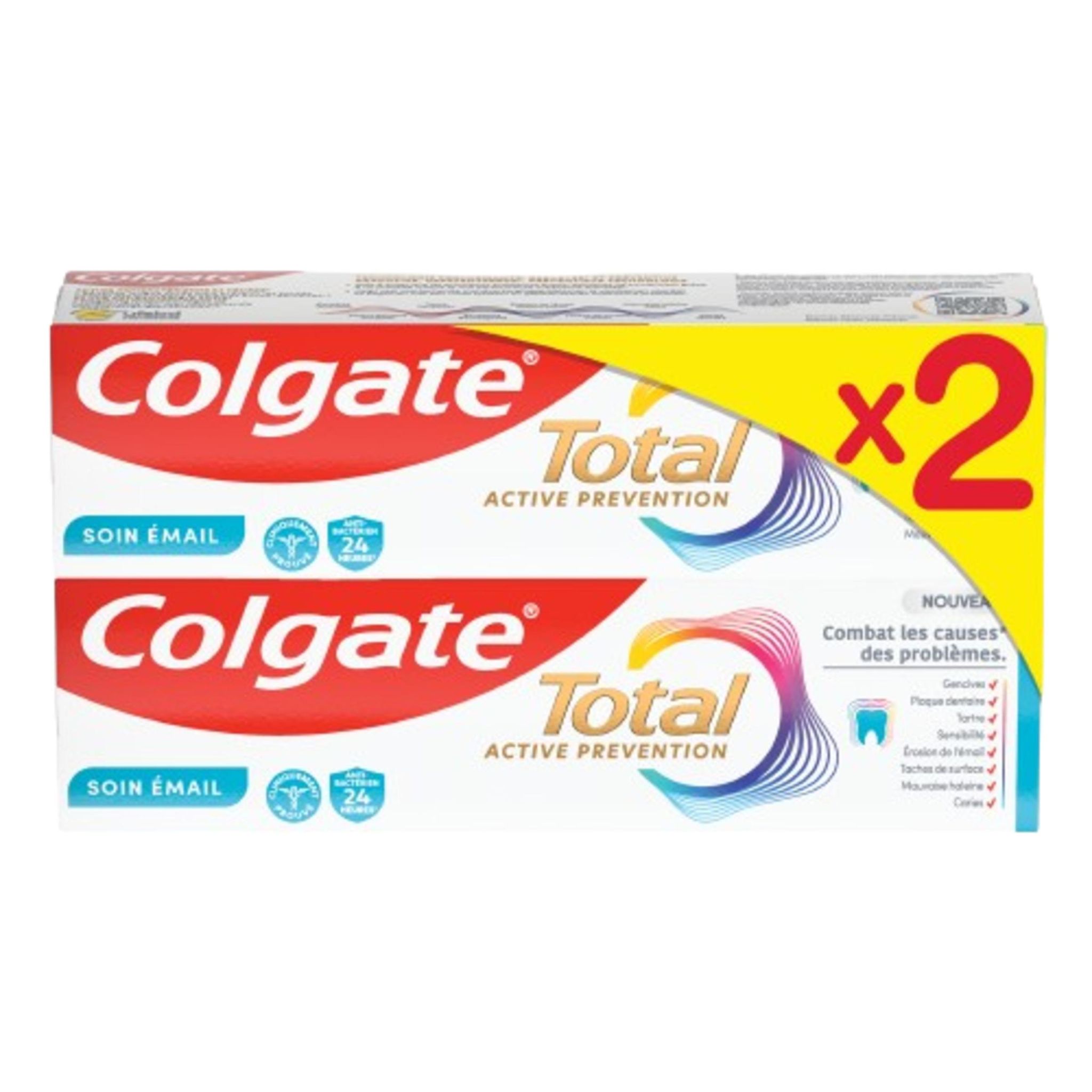 COLGATE Dentifrice total active prévention 2x75ml