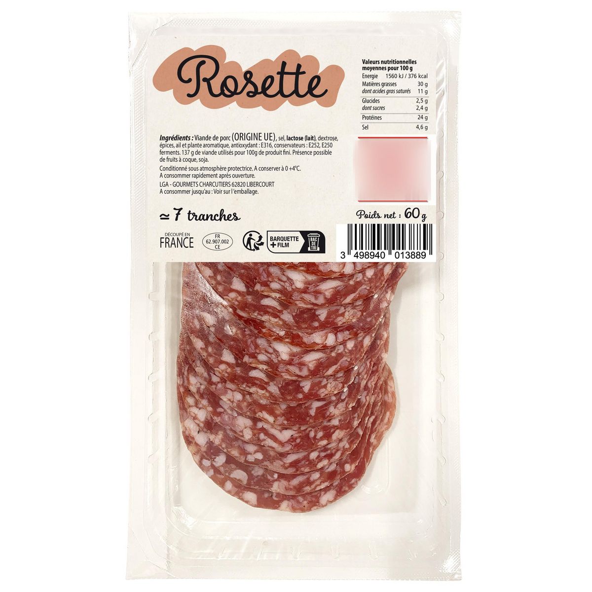 Rosette tranchée Env 7 tranches 60g