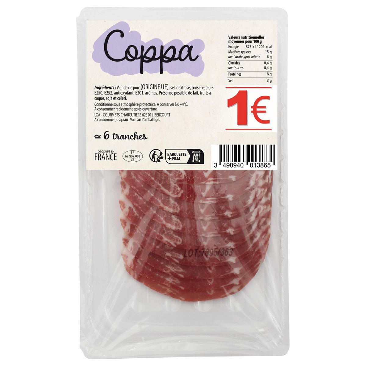 Coppa Env 6 tranches 50g