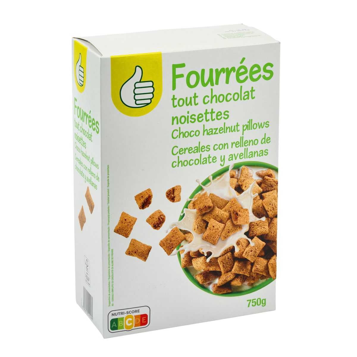 POUCE Céréales fourrées tout chocolat noisettes 750g