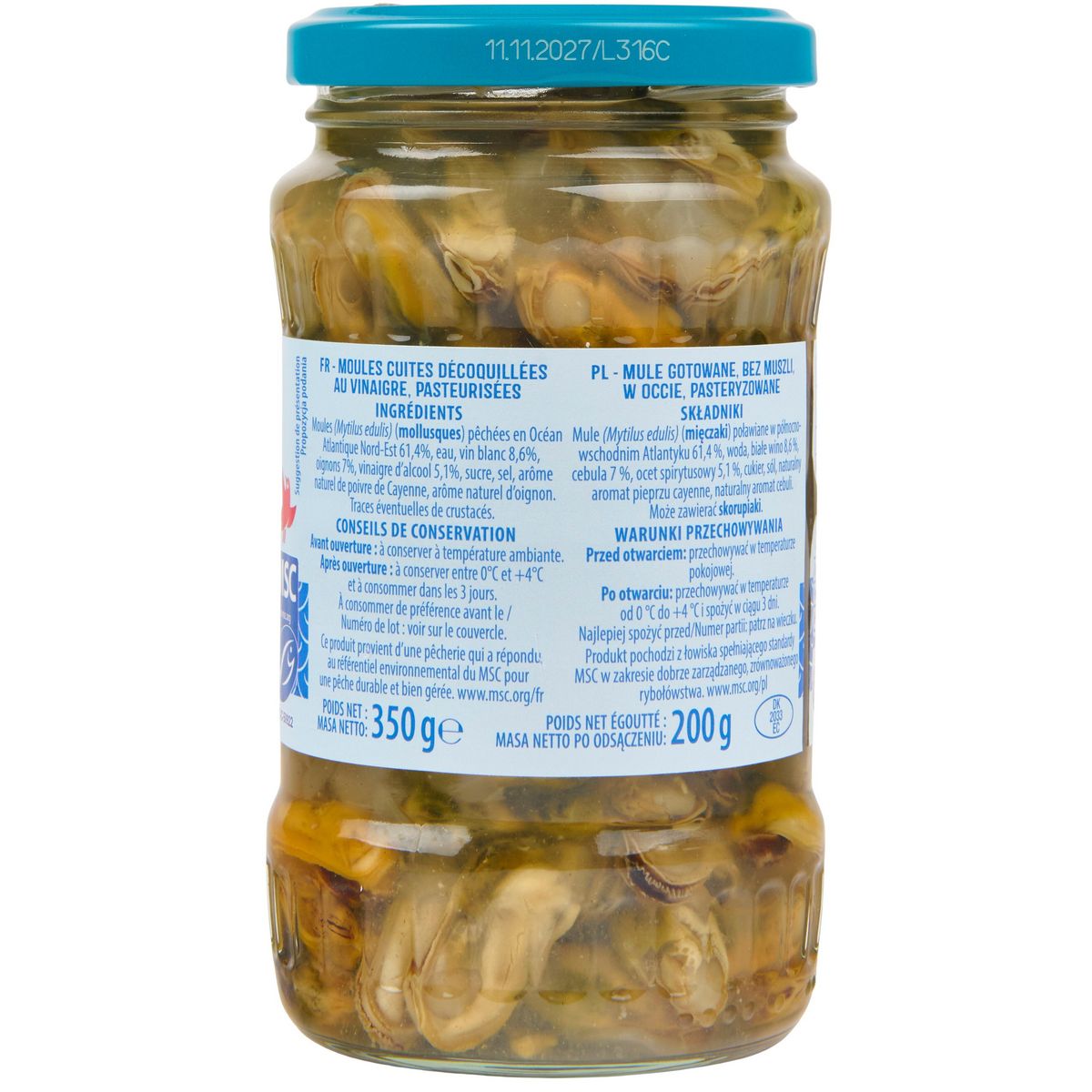 AUCHAN Moules apéritif MSC 350g