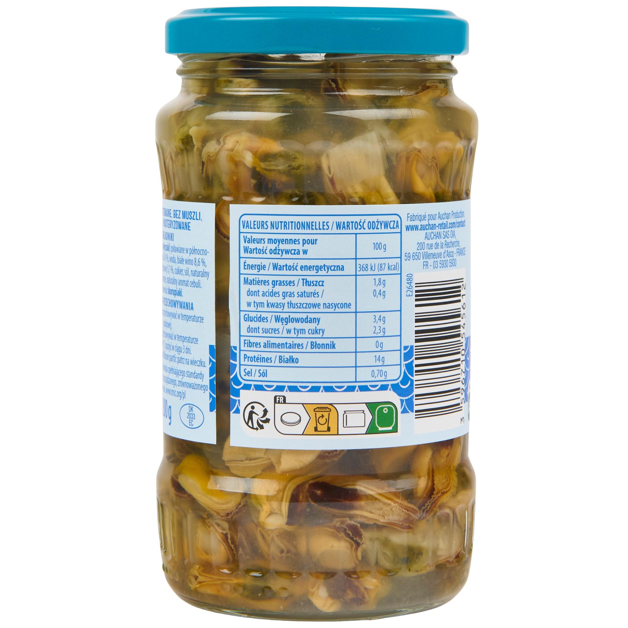 Voir la diapositive 4 : AUCHAN Moules apéritif MSC 350g