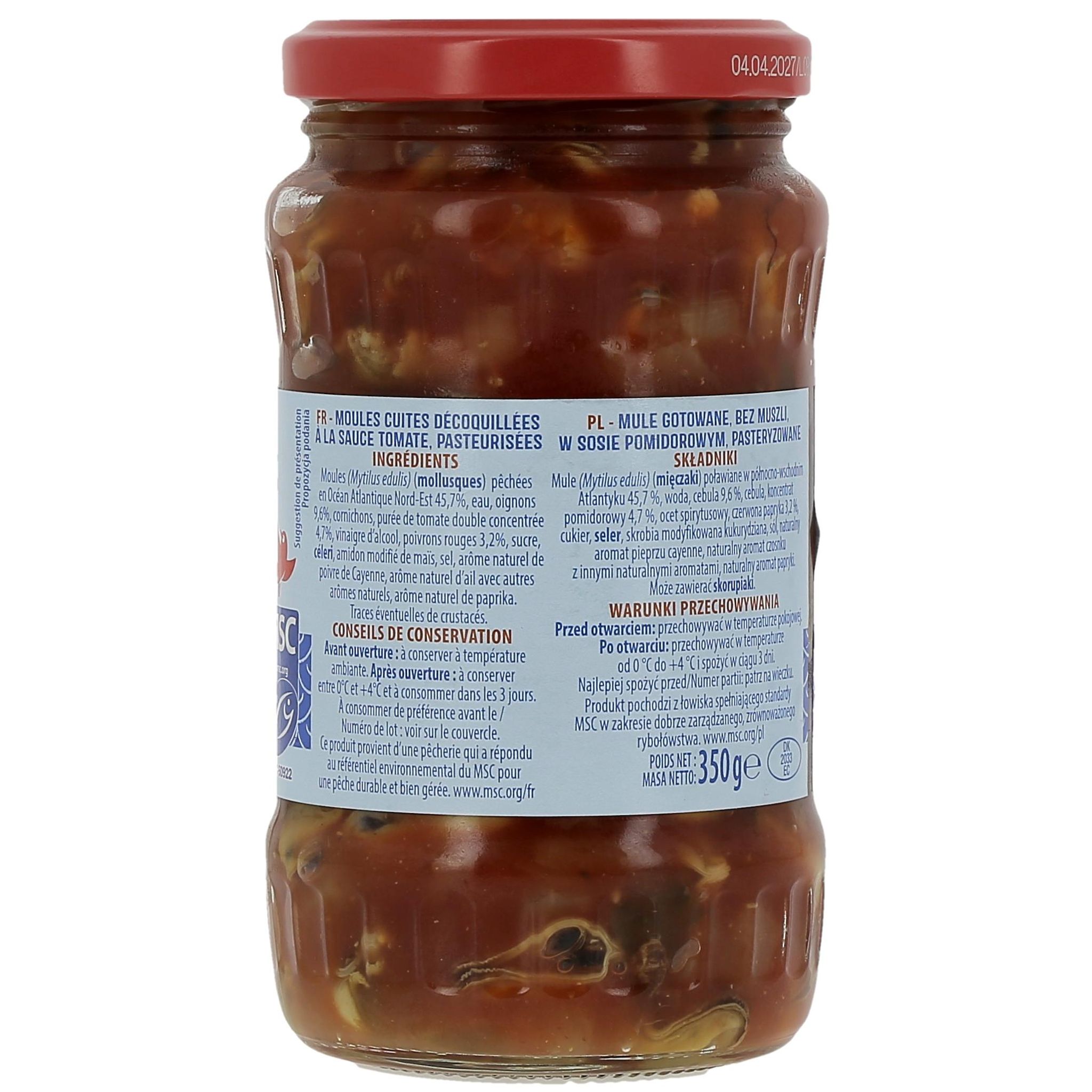 Voir la diapositive 2 : AUCHAN Moules à la catalane MSC 350g