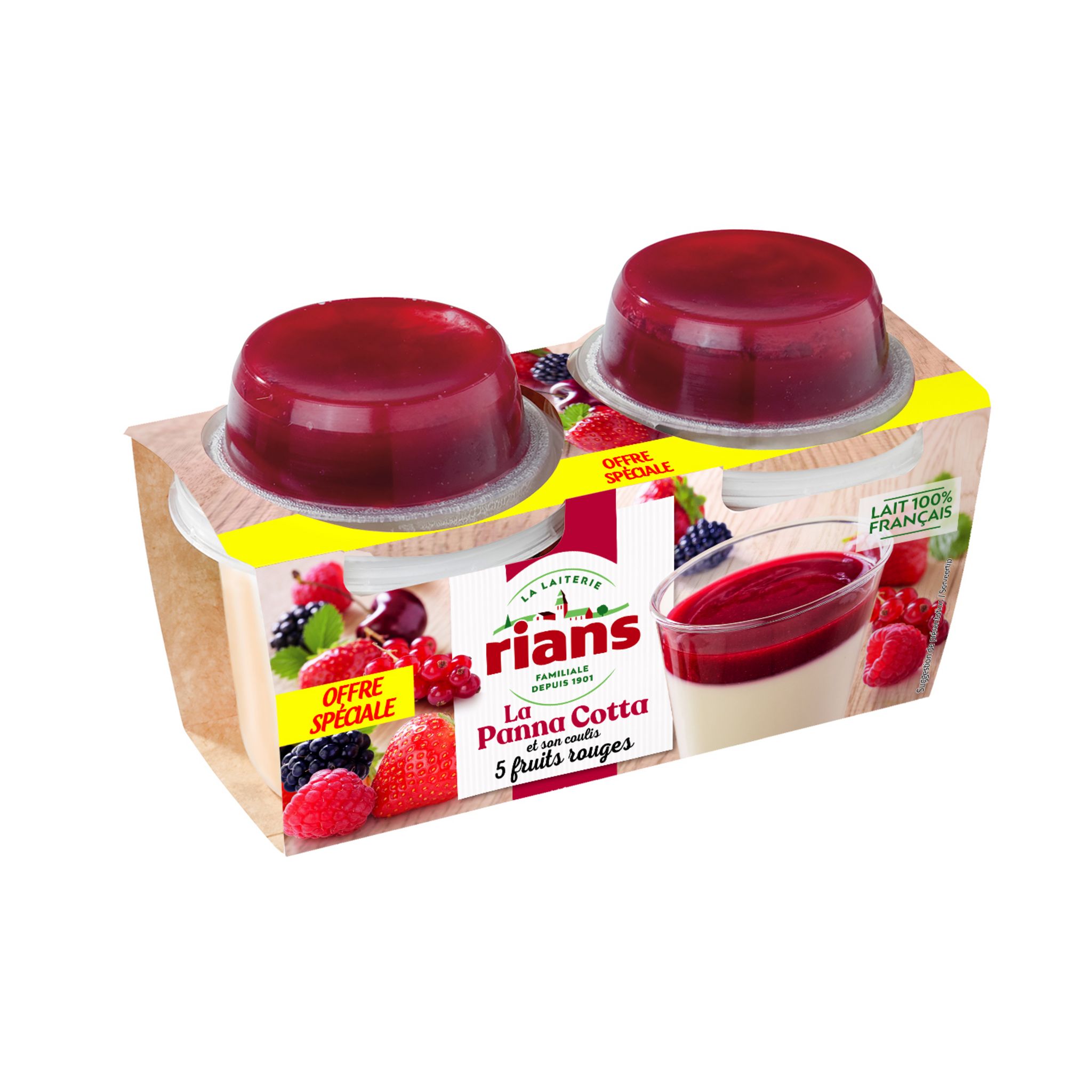 RIANS Panna cotta et coulis de fruits rouges 2x120g