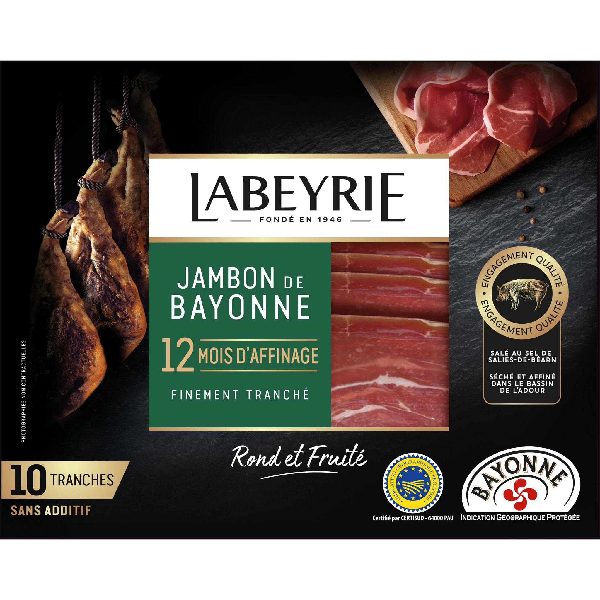 LABEYRIE Jambon de Bayonne IGP 12 mois d'affinage 10 tranches 160g