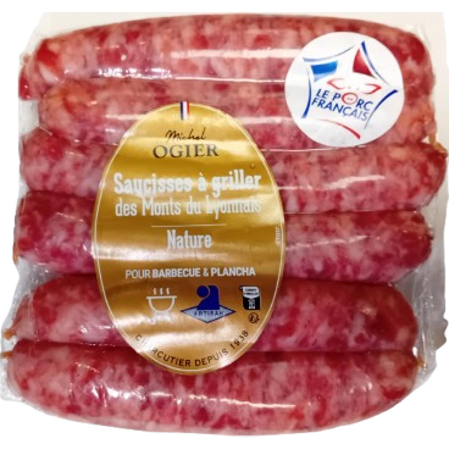 OGIER Saucisses à griller des Monts du Lyonnais nature 6 pièces 480g