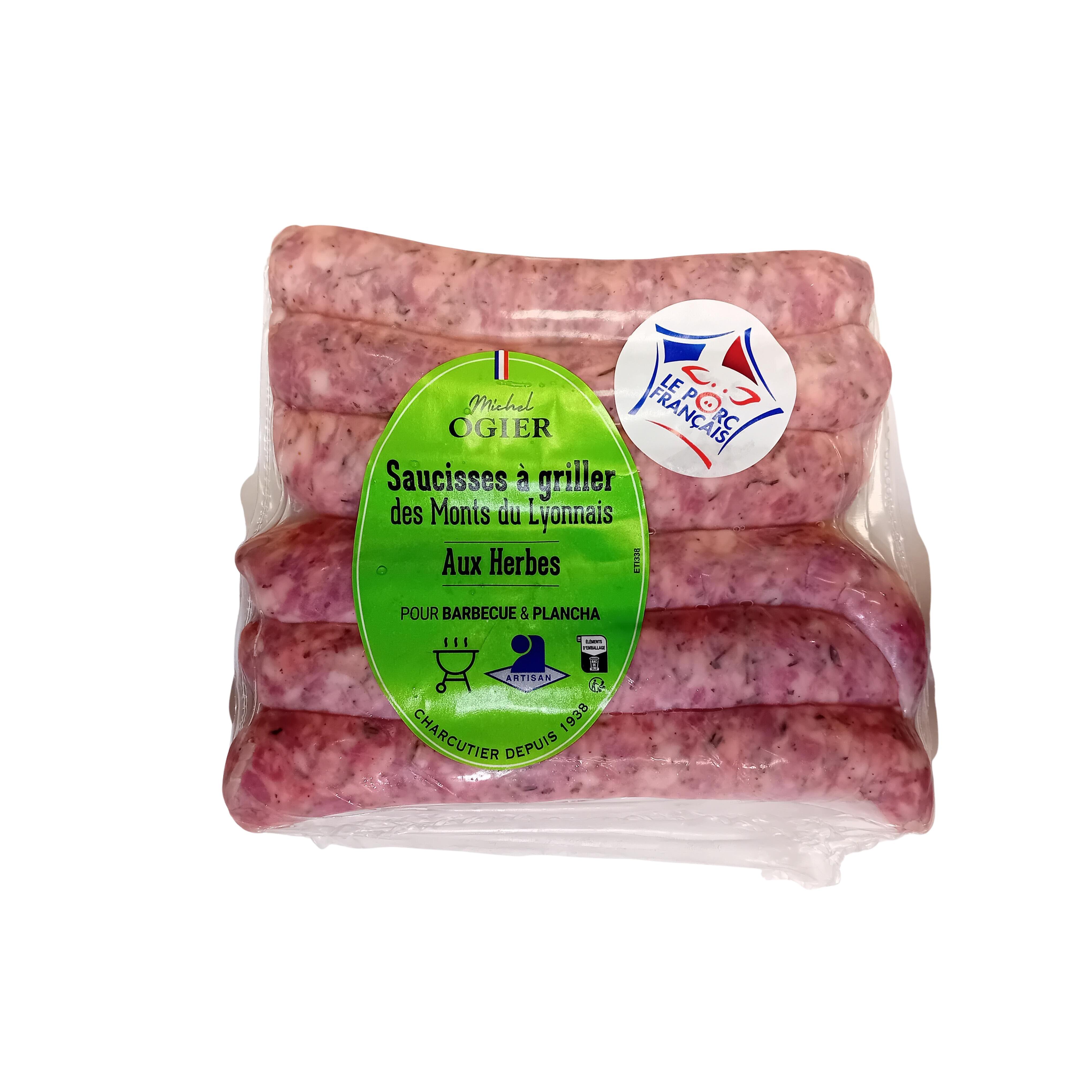 OGIER Saucisses à griller aux herbes des Monts du Lyonnais 6 pièces 480g