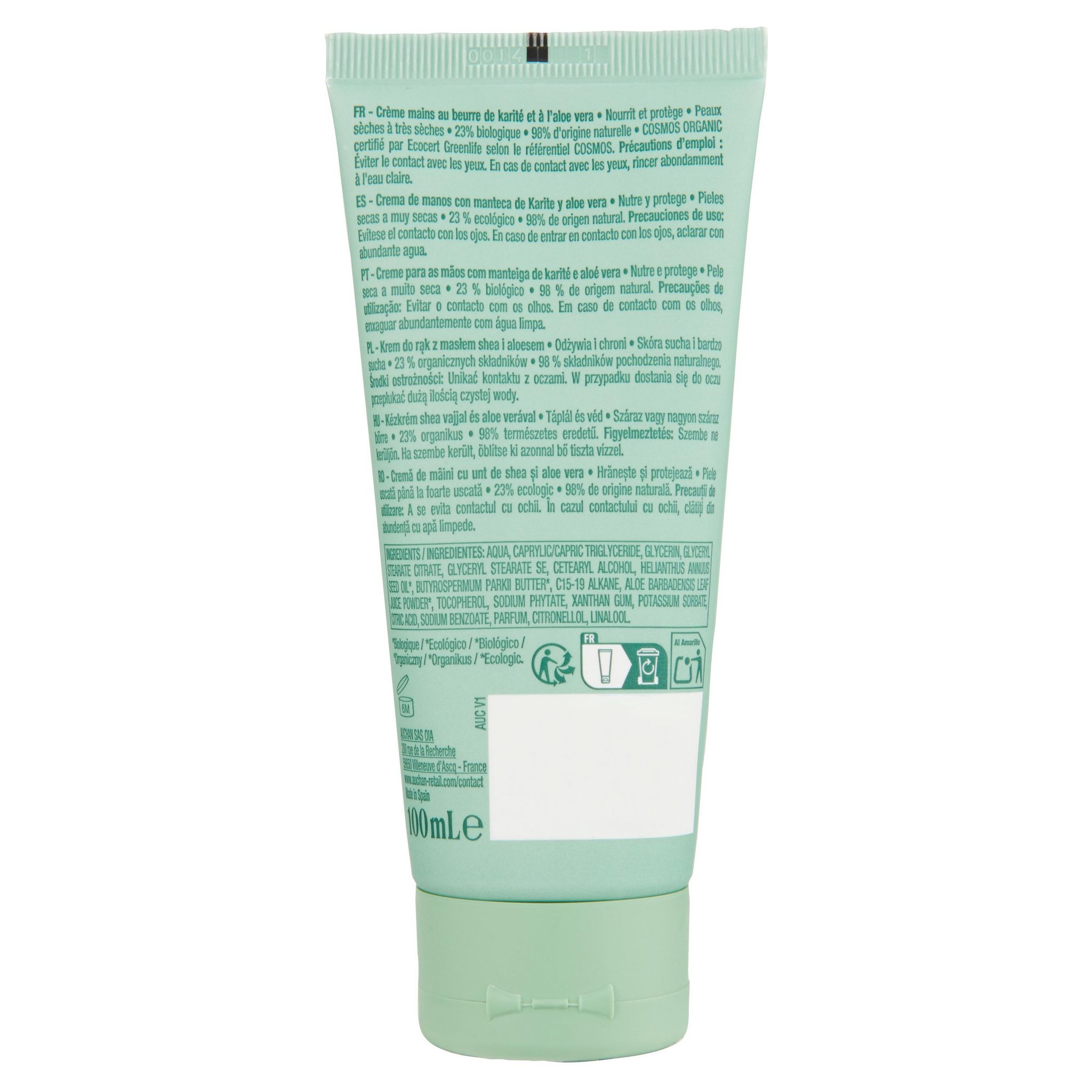 Voir la diapositive 3 : COSMIA Crème mains bio au beurre de karité et aloe vera 100ml