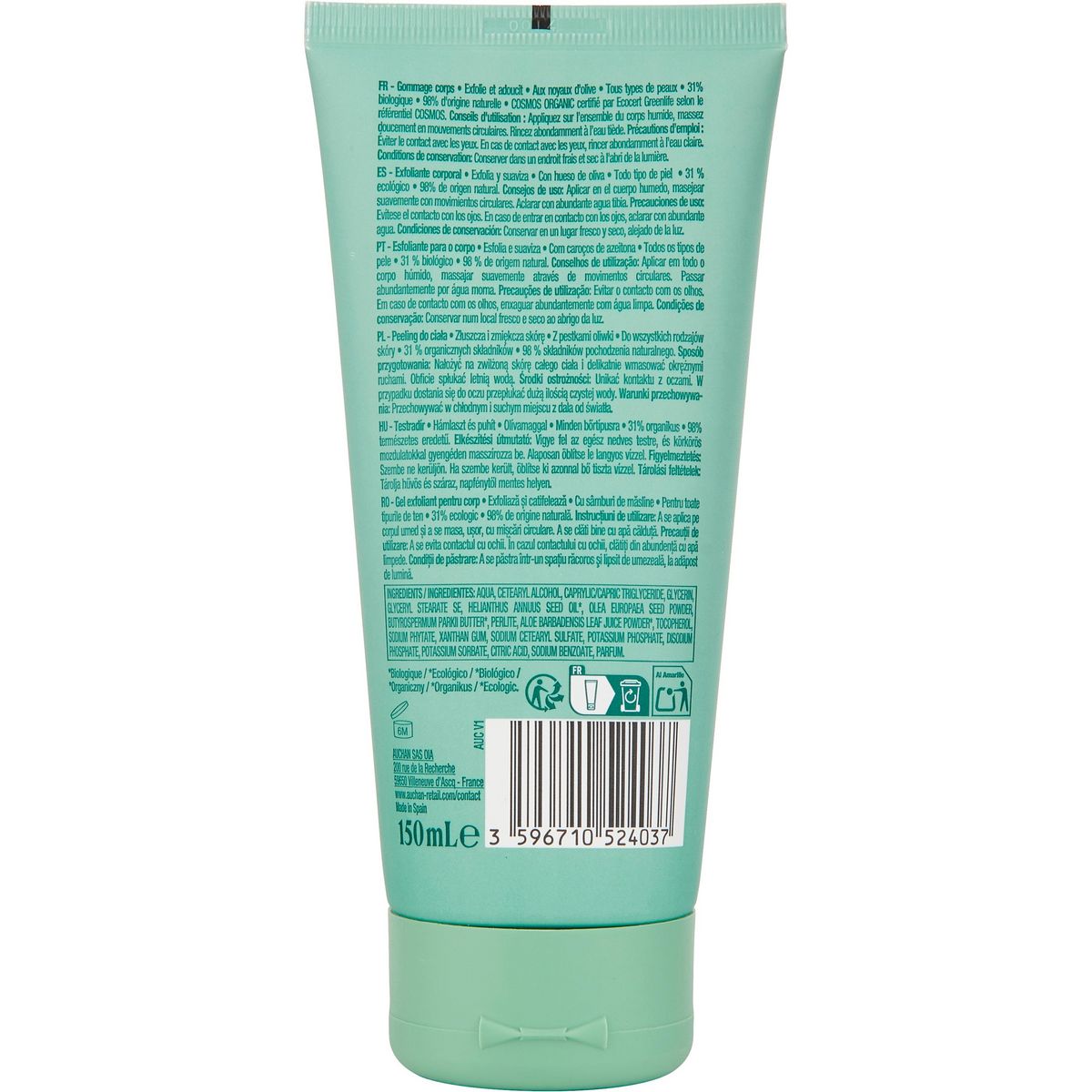 COSMIA Gommage corps exfolie et adoucit aux noyaux d'olive bio 150ml
