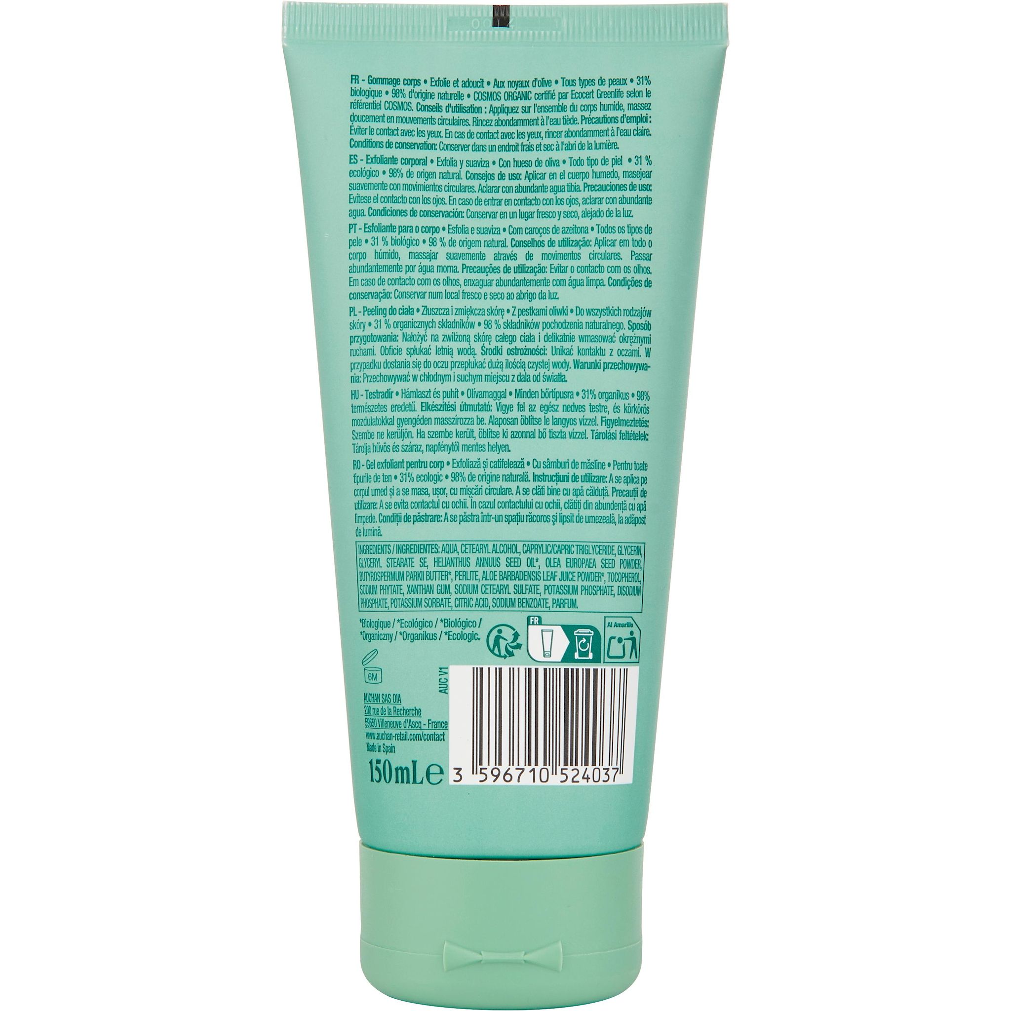 Voir la diapositive 2 : COSMIA Gommage corps exfolie et adoucit aux noyaux d'olive bio 150ml