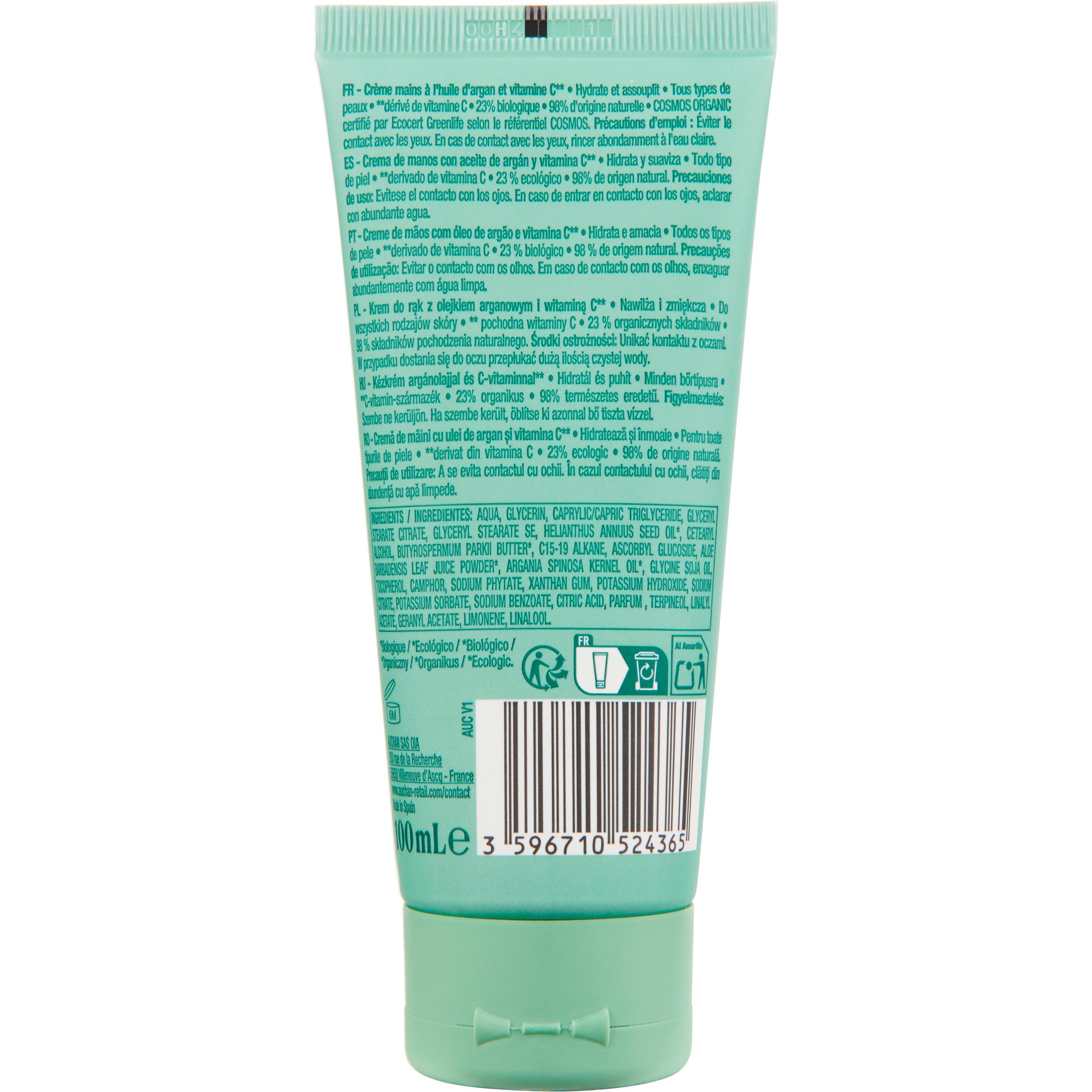 Voir la diapositive 2 : COSMIA BIO Crème mains à l'huile d'argan et vitamine C tous types de peaux 100ml