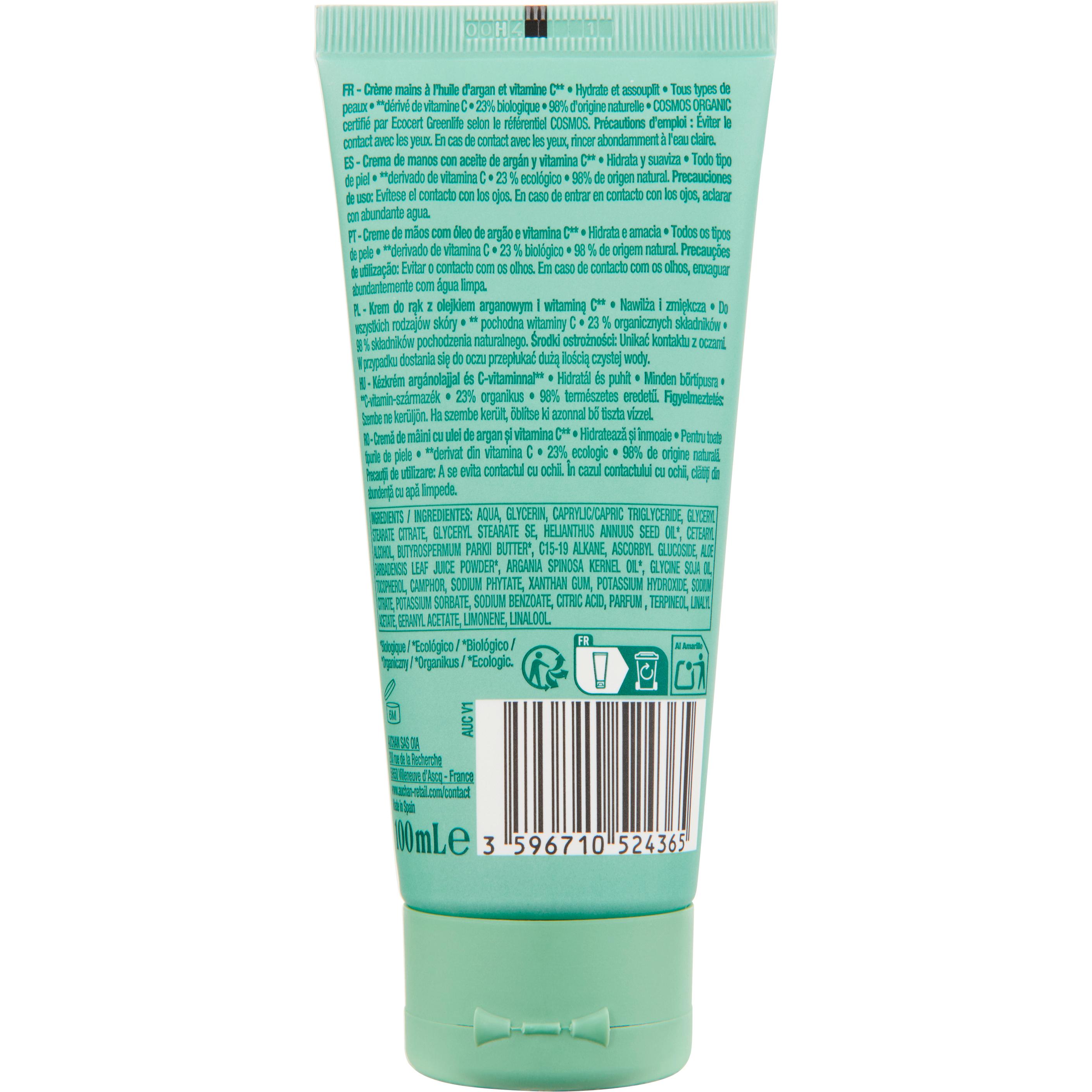 Voir la diapositive 3 : COSMIA BIO Crème mains à l'huile d'argan et vitamine C tous types de peaux 100ml