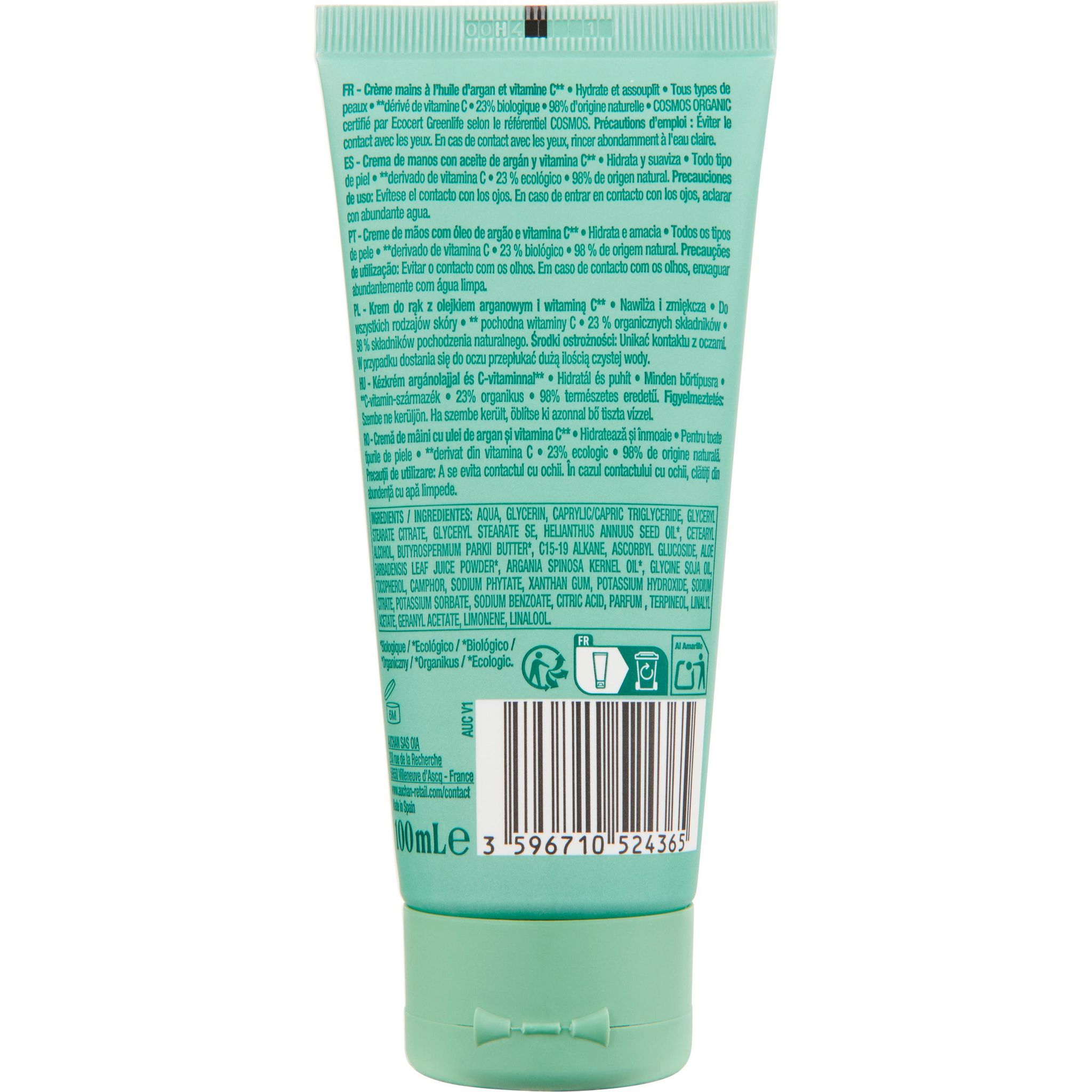 Voir la diapositive 3 : COSMIA BIO Crème mains à l'huile d'argan et vitamine C tous types de peaux 100ml