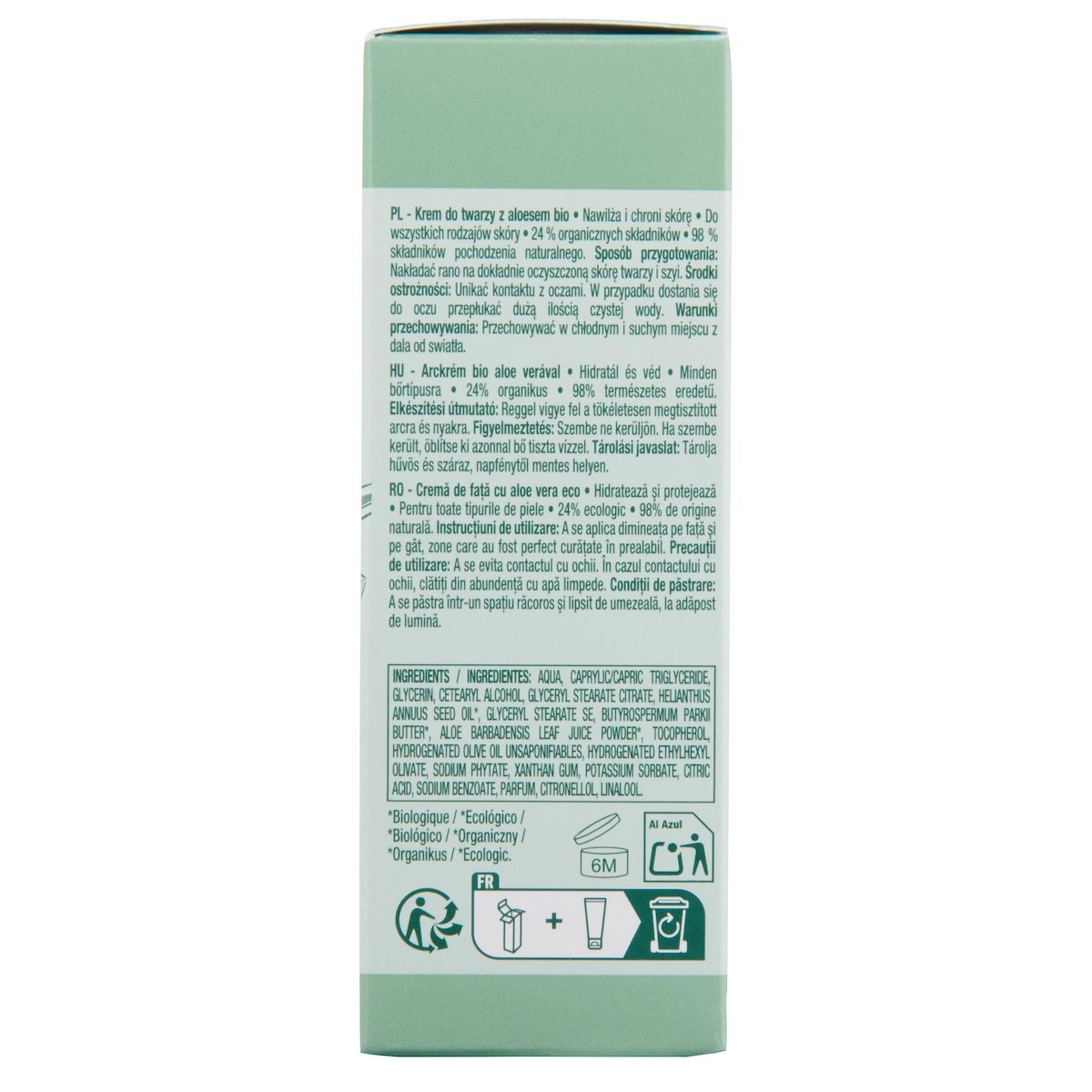 COSMIA BIO Crème hydratante et protectrice à l'aloé véra pour tous types de peaux 50ml