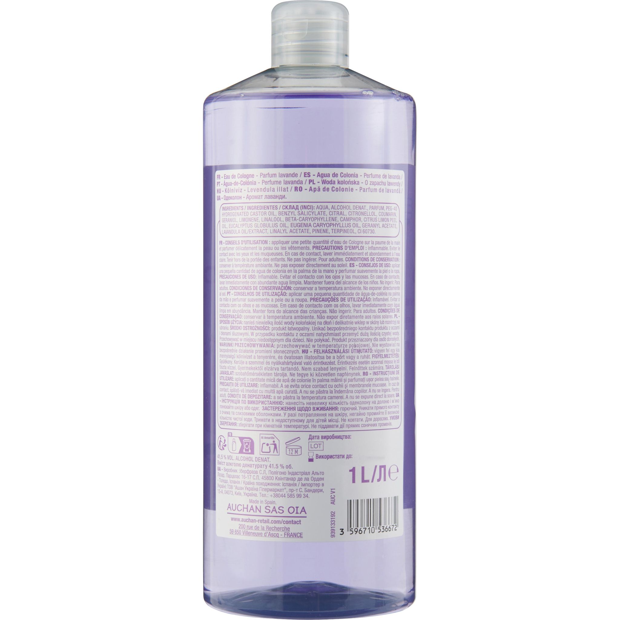 Voir la diapositive 2 : POUCE Eau de Cologne lavande 1l