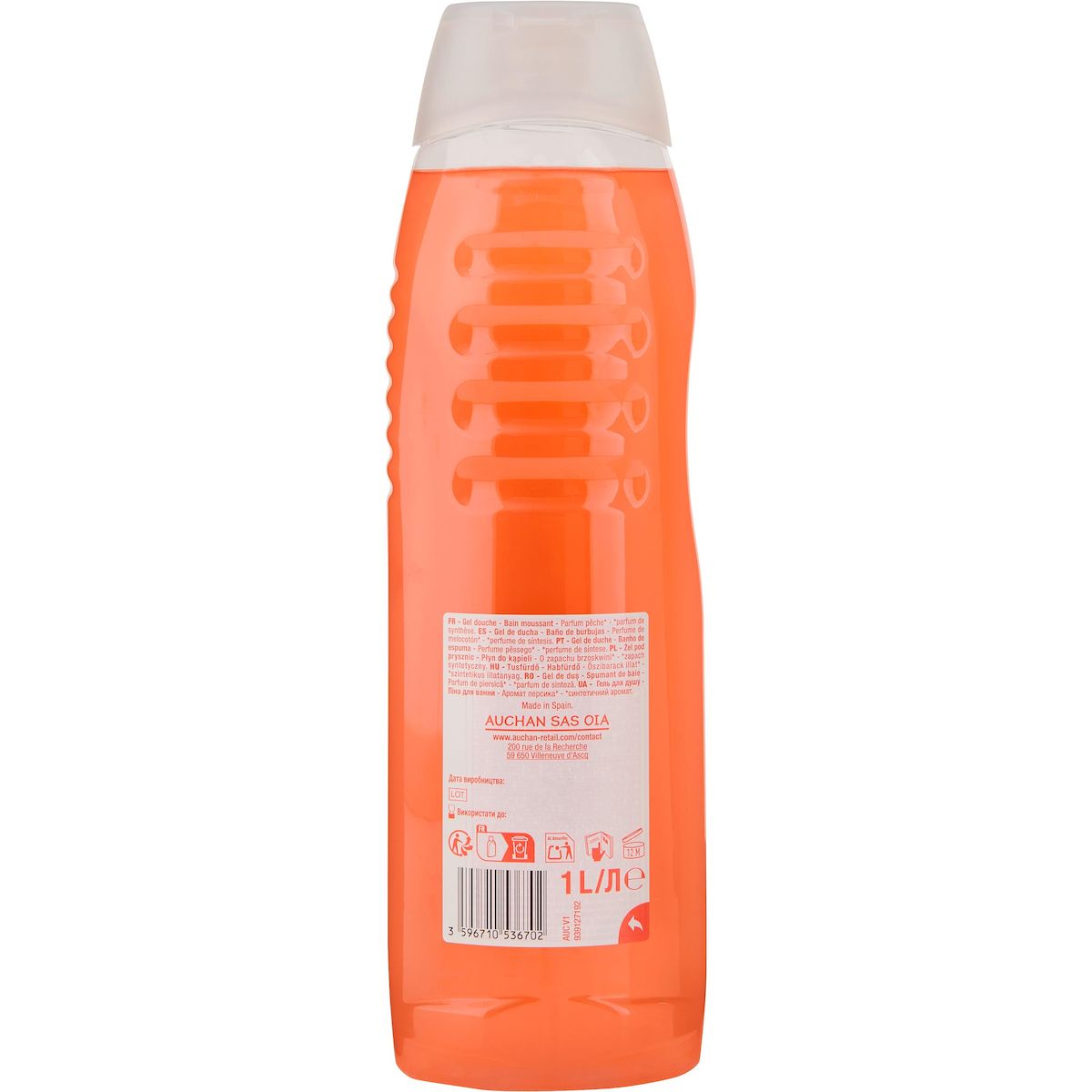 POUCE Gel douche bain moussant pêche 1l