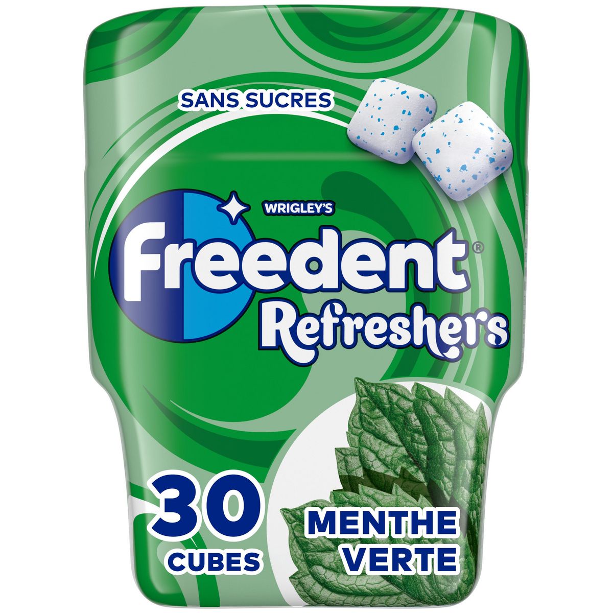 FREEDENT Chewing-gum sans sucres gouts menthe verte 30 cubes 67g