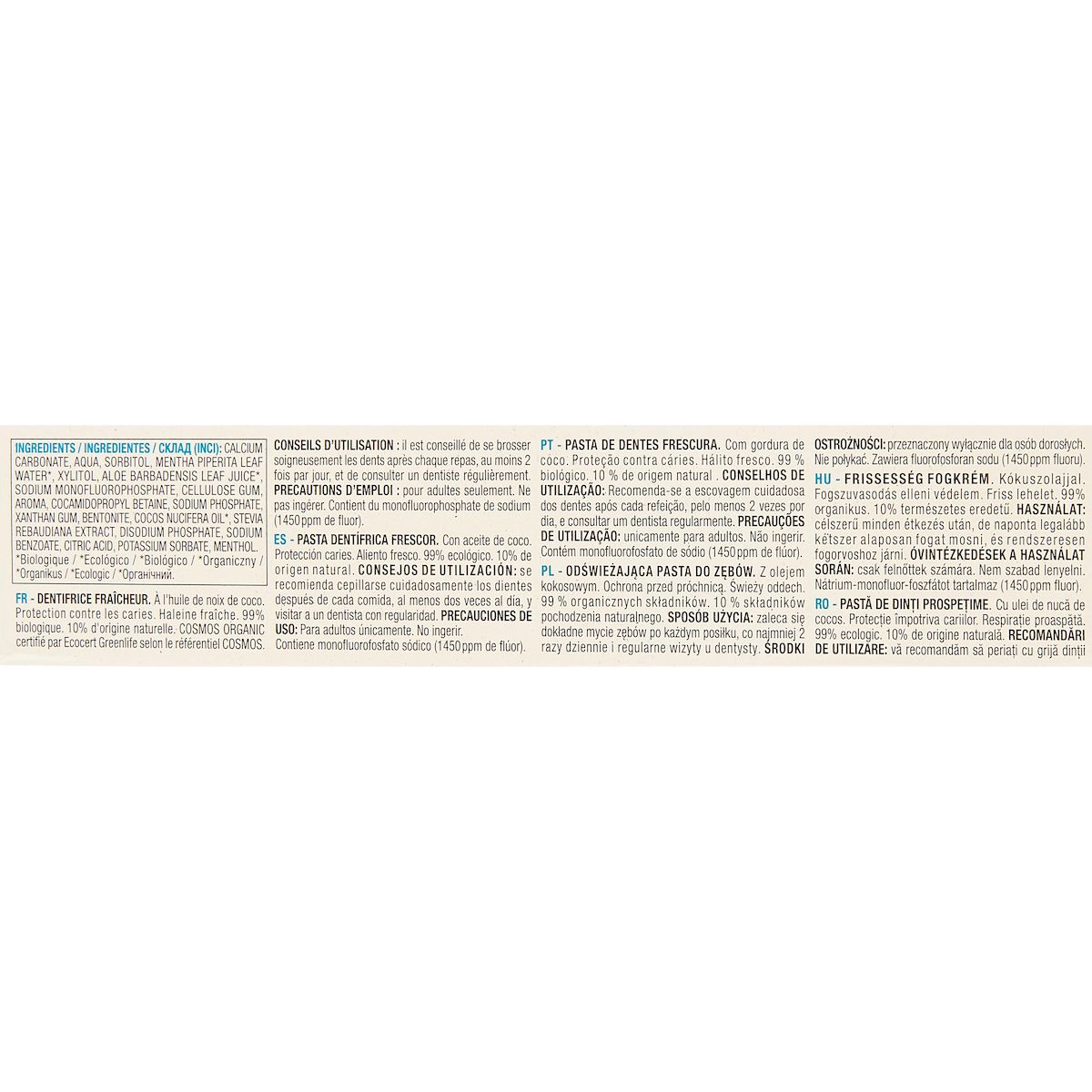 AUCHAN Dentifrice bio parfum noix de coco 75ml