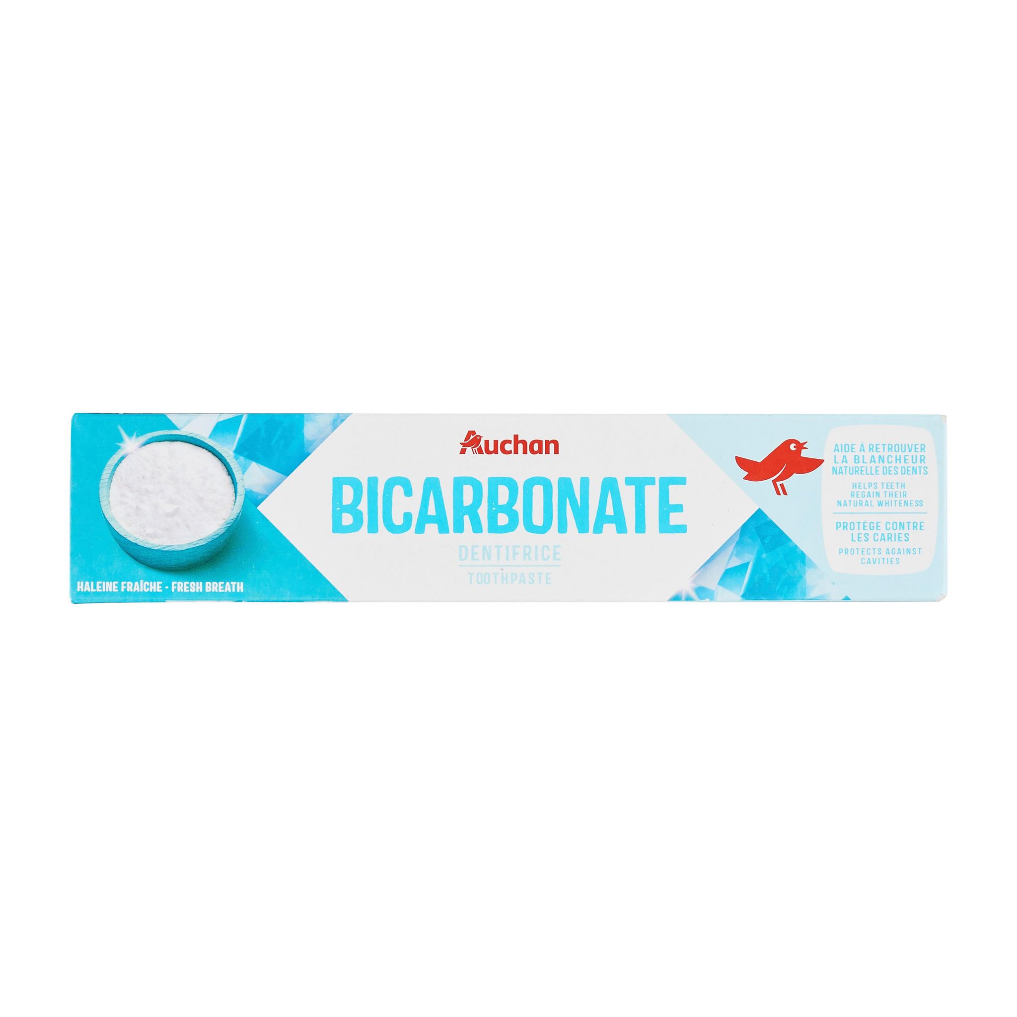 Voir la diapositive 3 : AUCHAN Dentifrice au bicarbonate 75ml
