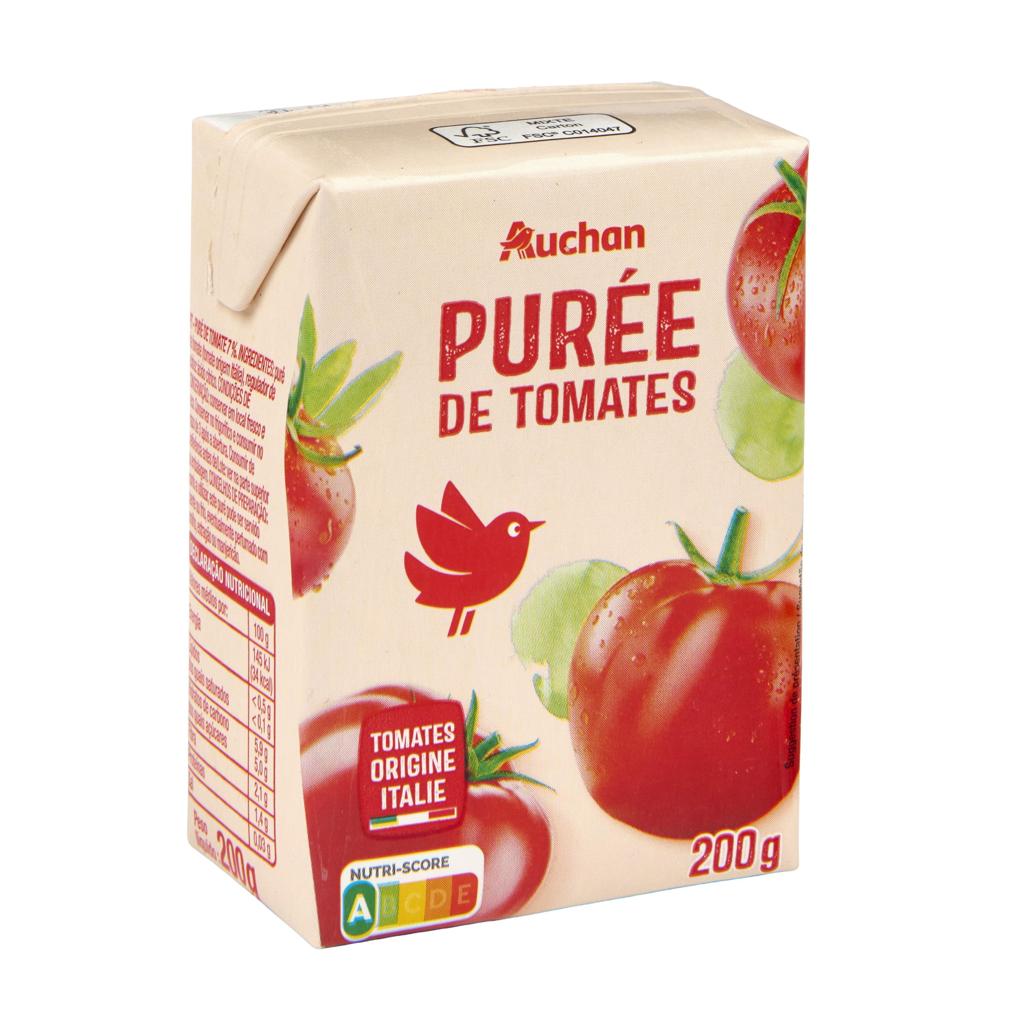 Voir la diapositive 2 : AUCHAN Purée de tomates 200g