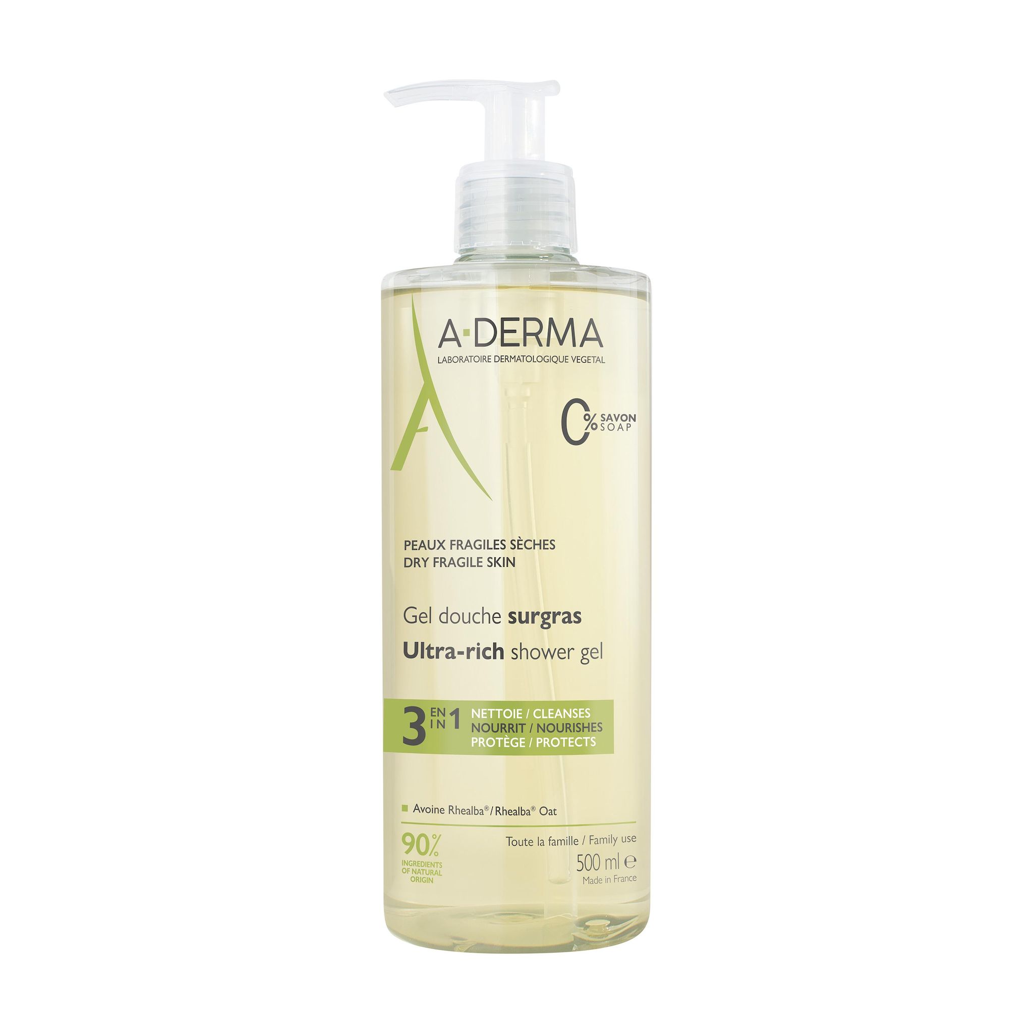A-DERMA Gel douche 3 en 1 surgras 500ml