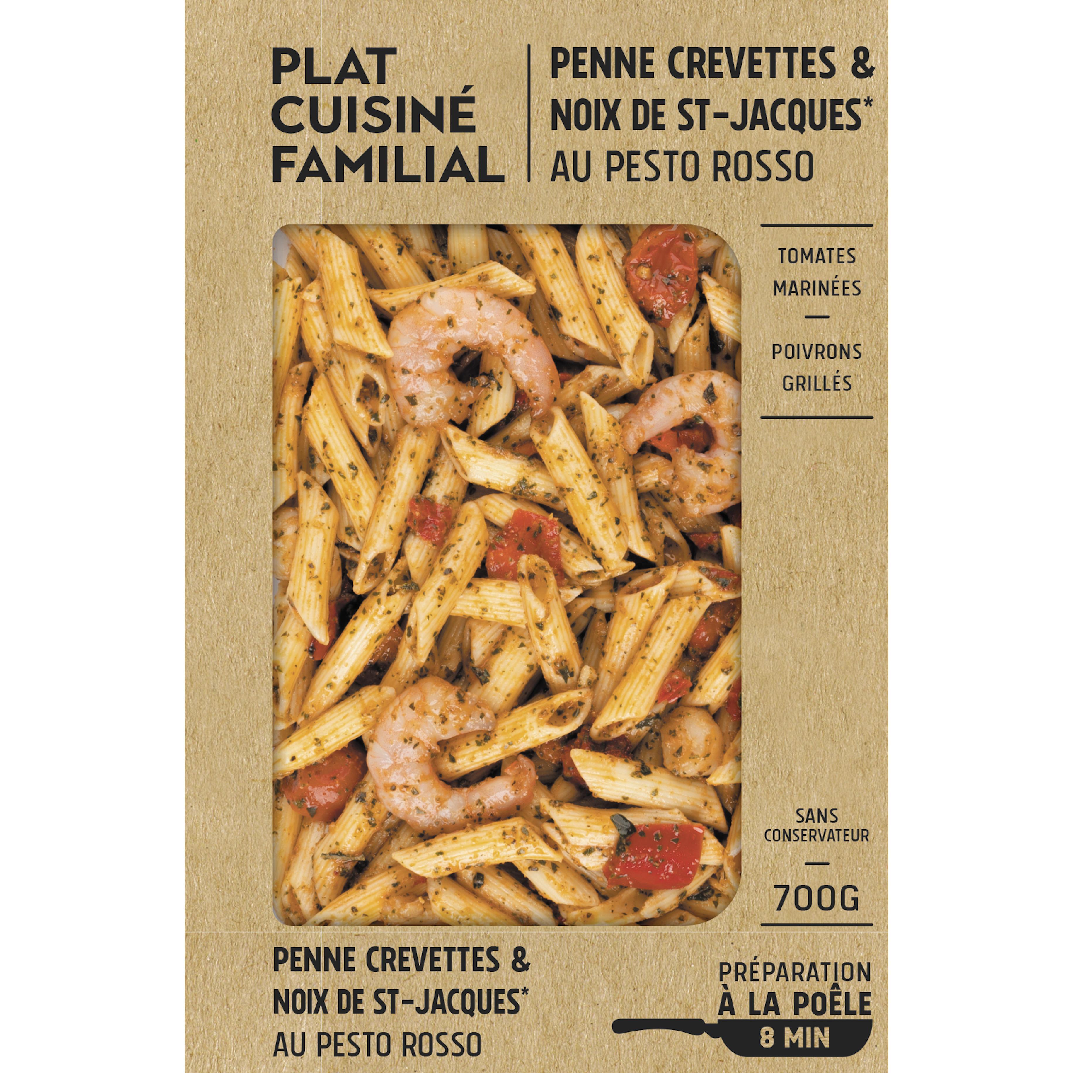 MIX BUFFET Penne crevettes et noix de Saint-Jacques au pesto rosso 700g