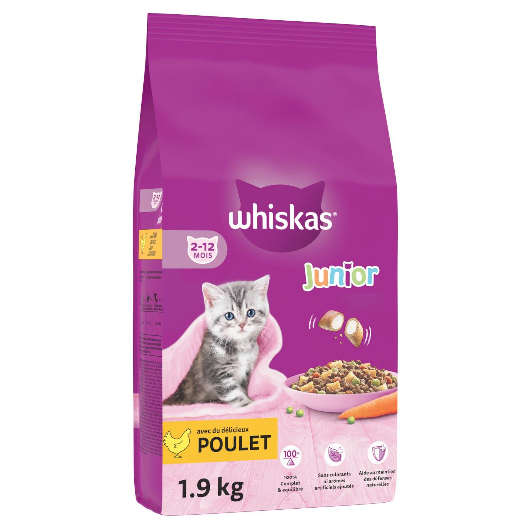 WHISKAS Croquettes au poulet pour chaton 1.9kg