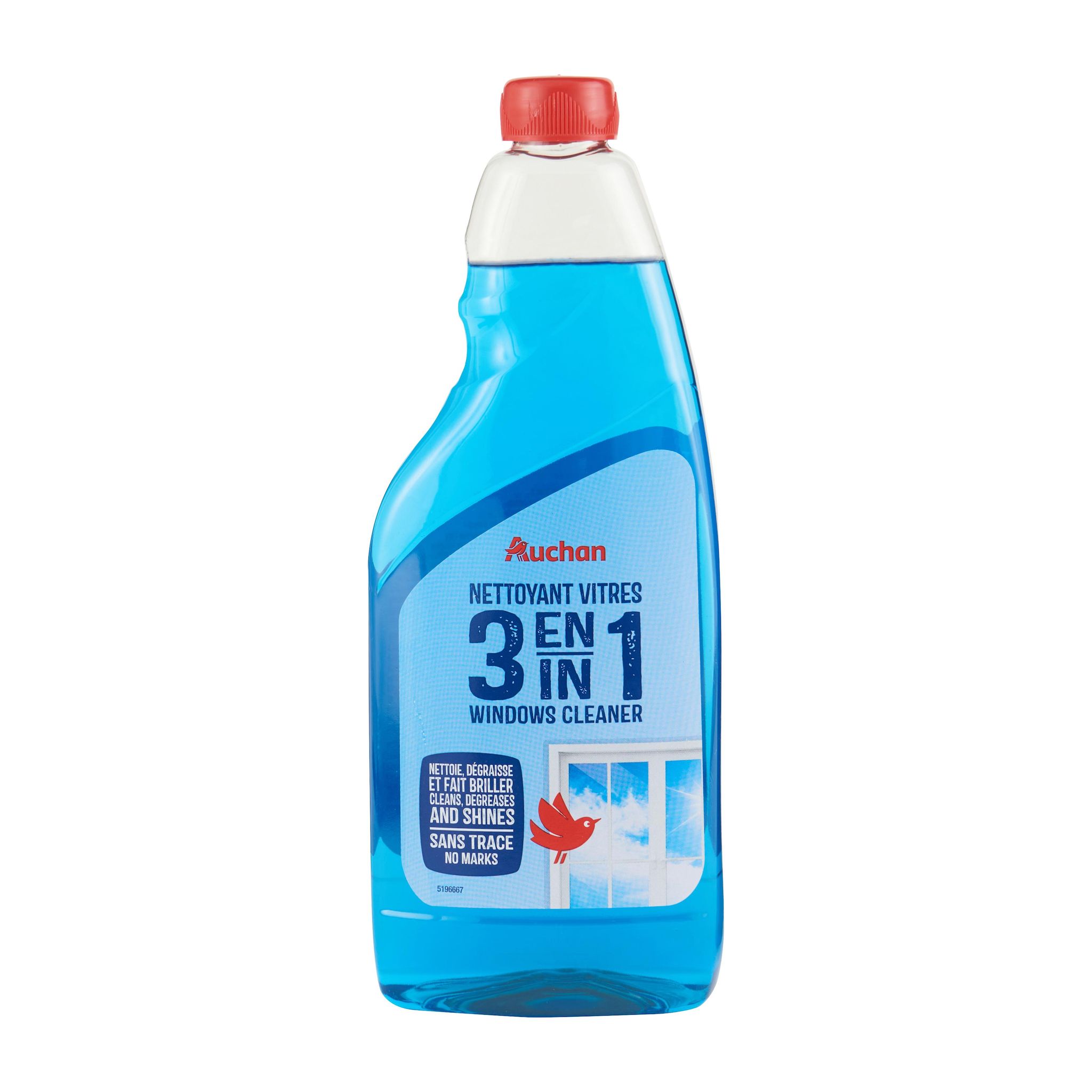 Voir la diapositive 3 : AUCHAN Recharge nettoyant liquide vitres 3 en 1 750ml