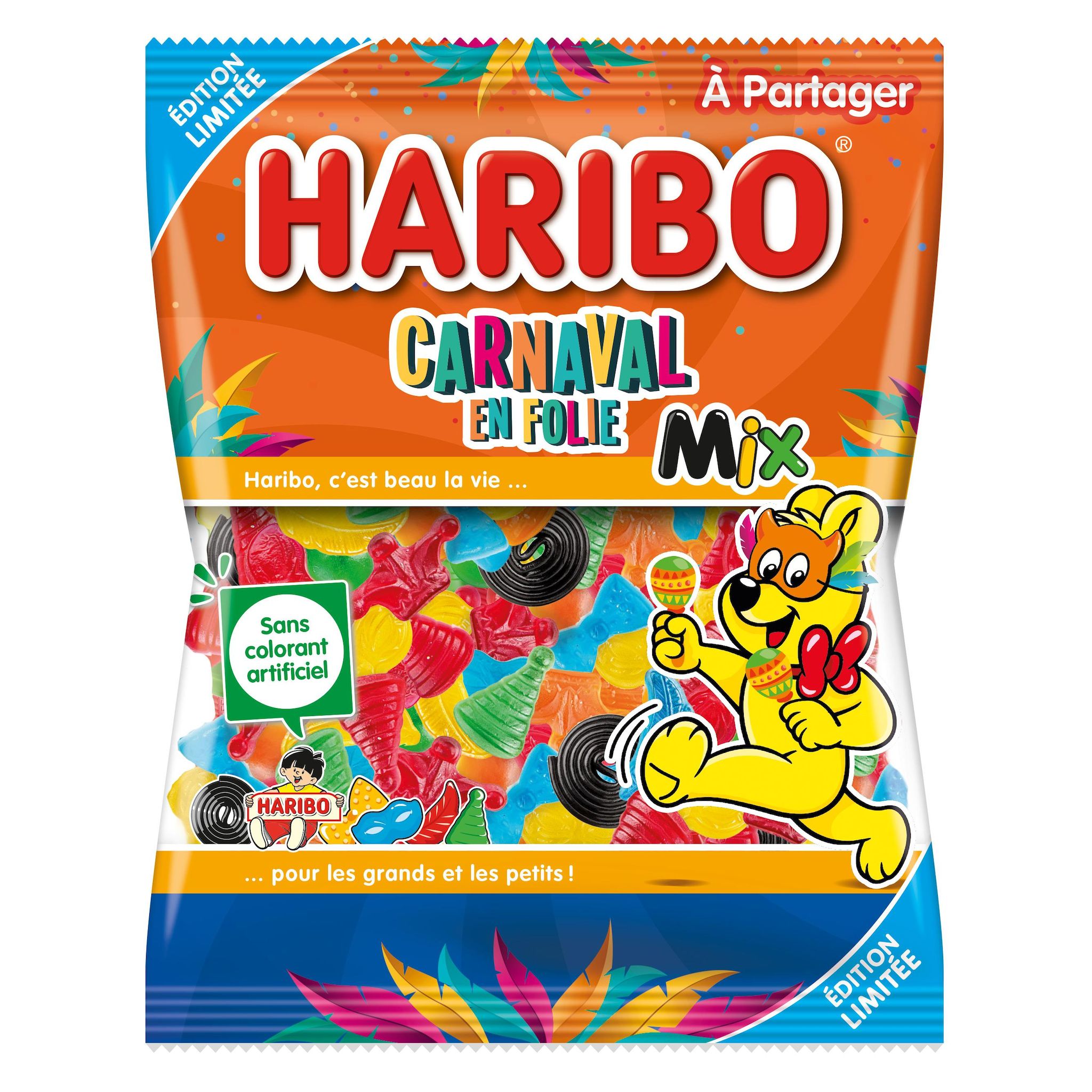 HARIBO Assortiment de bonbons carnaval en folie 250g